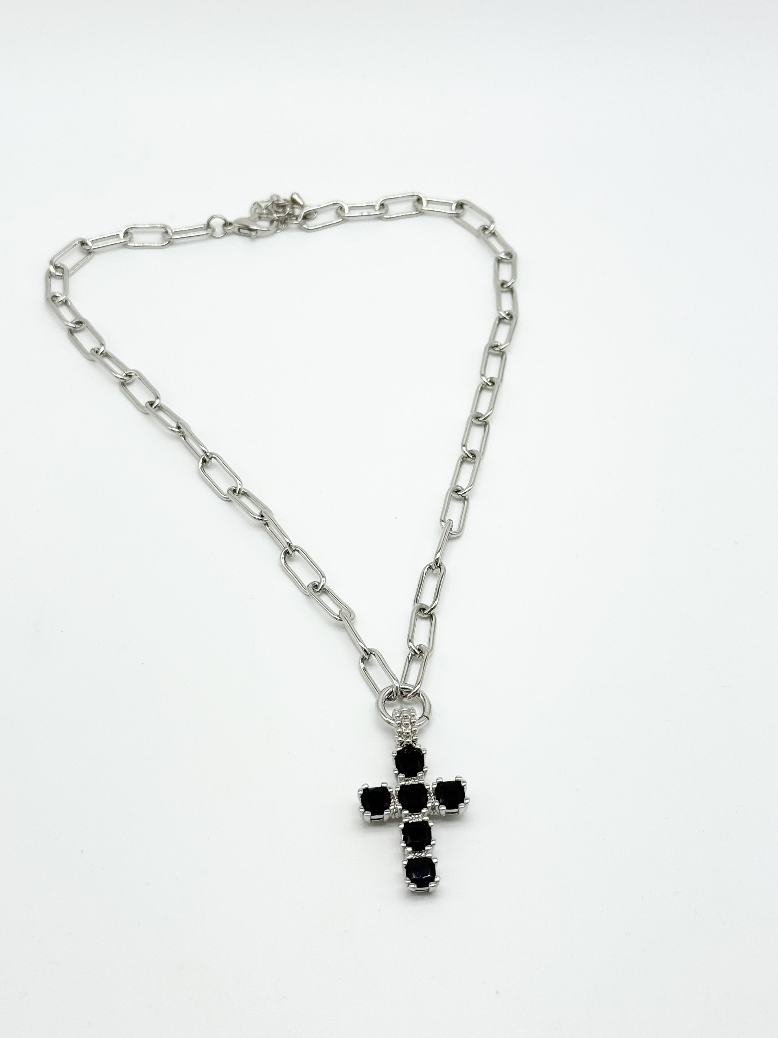 Colored Cross Necklace - Silver-310 Jewelry-Millenx Accessories, LLC.-Heathered Boho Boutique, Women's Fashion and Accessories in Palmetto, FL