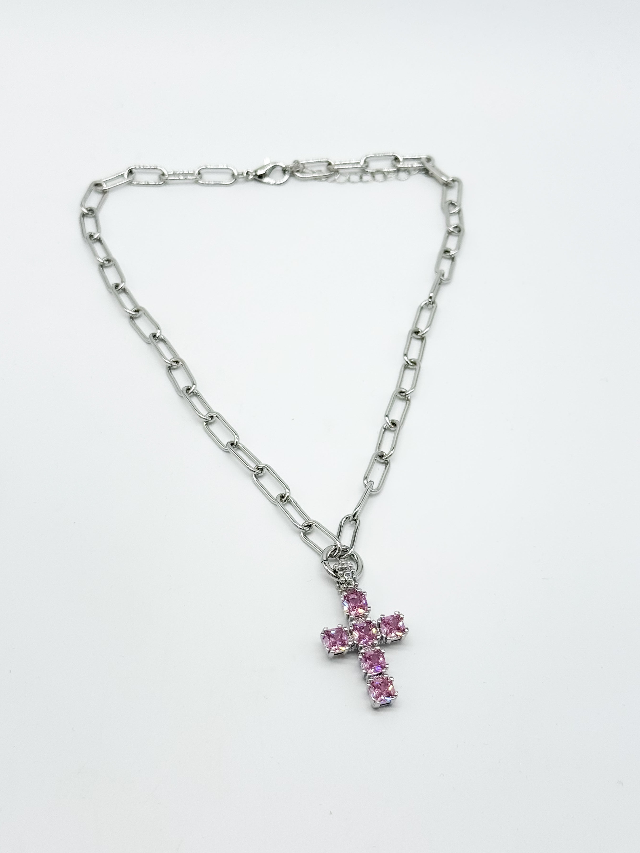 Colored Cross Necklace - Silver-310 Jewelry-Millenx Accessories, LLC.-Heathered Boho Boutique, Women's Fashion and Accessories in Palmetto, FL