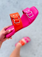 RESTOCK: Orange & Fuchsia Ennie Sandals-350 Shoes-Fortune Dynamic-Heathered Boho Boutique, Women's Fashion and Accessories in Palmetto, FL