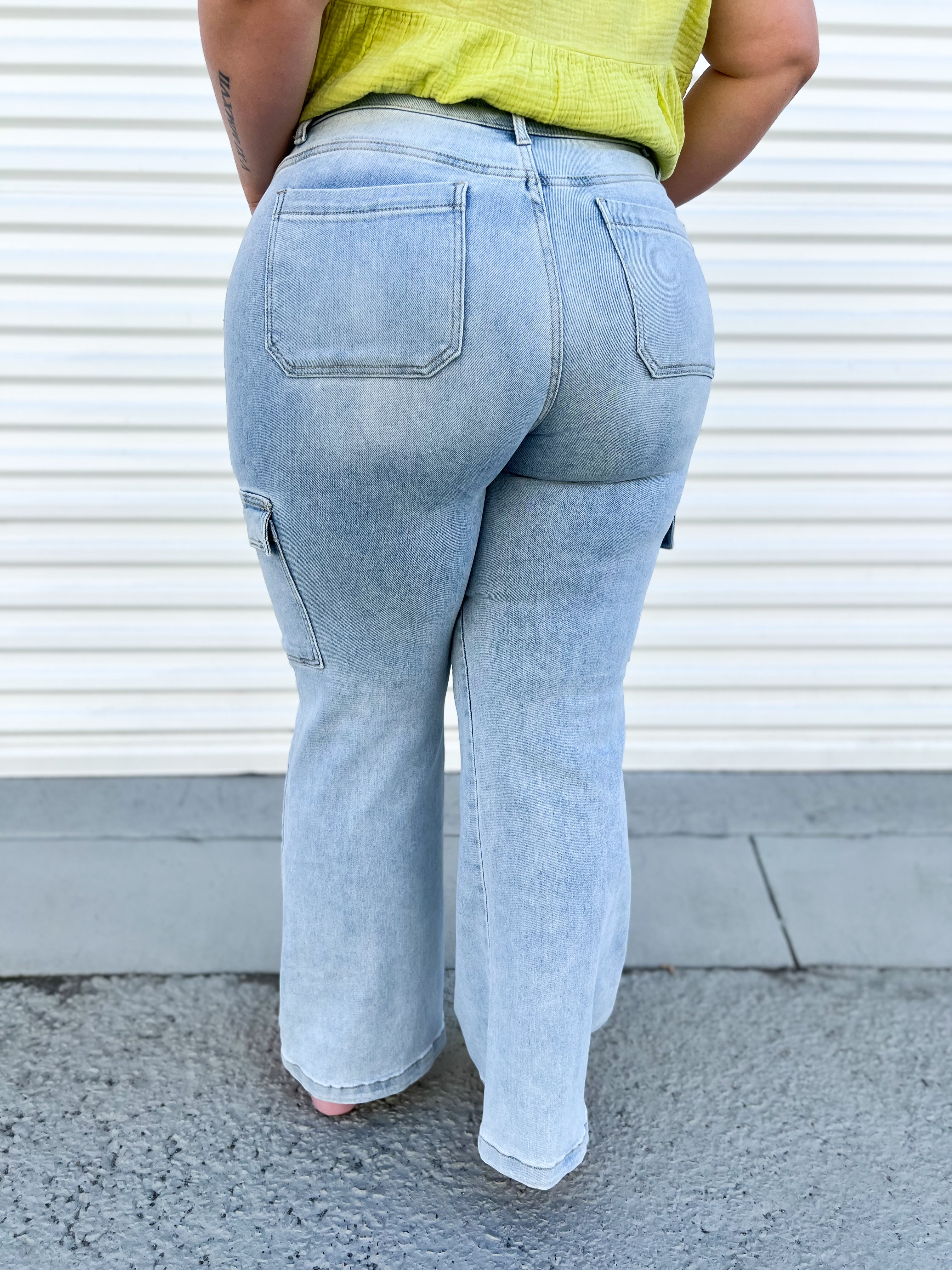Ready or Not Cargo Jeans by Risen-190 Jeans-Risen Jeans-Heathered Boho Boutique, Women's Fashion and Accessories in Palmetto, FL