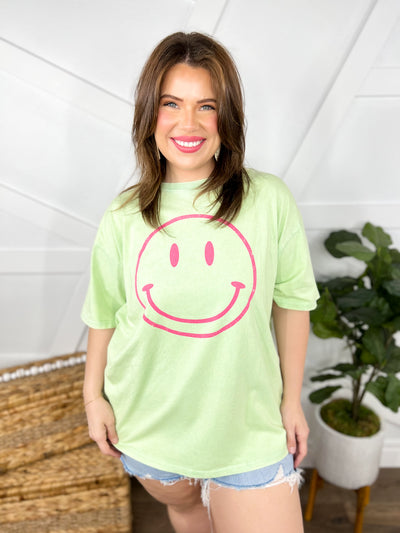 Happy Happy Top-110 Short Sleeve Top-Easel-Heathered Boho Boutique, Women's Fashion and Accessories in Palmetto, FL