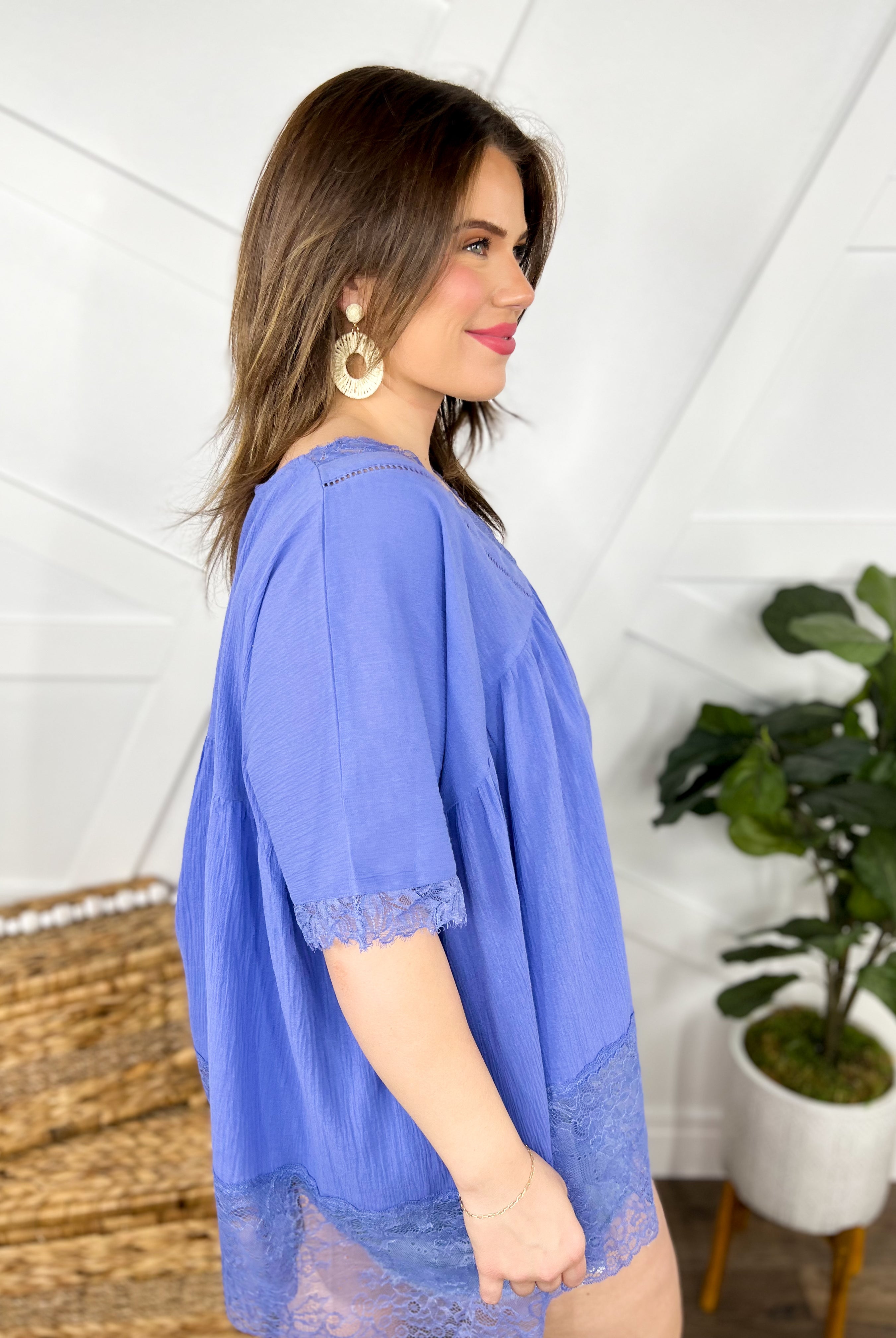 In a Trance Top-110 Short Sleeve Top-Easel-Heathered Boho Boutique, Women's Fashion and Accessories in Palmetto, FL