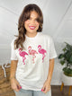 Pink Flamingos Graphic Tee -196-130 Graphic Tees-Heathered Boho-Heathered Boho Boutique, Women's Fashion and Accessories in Palmetto, FL