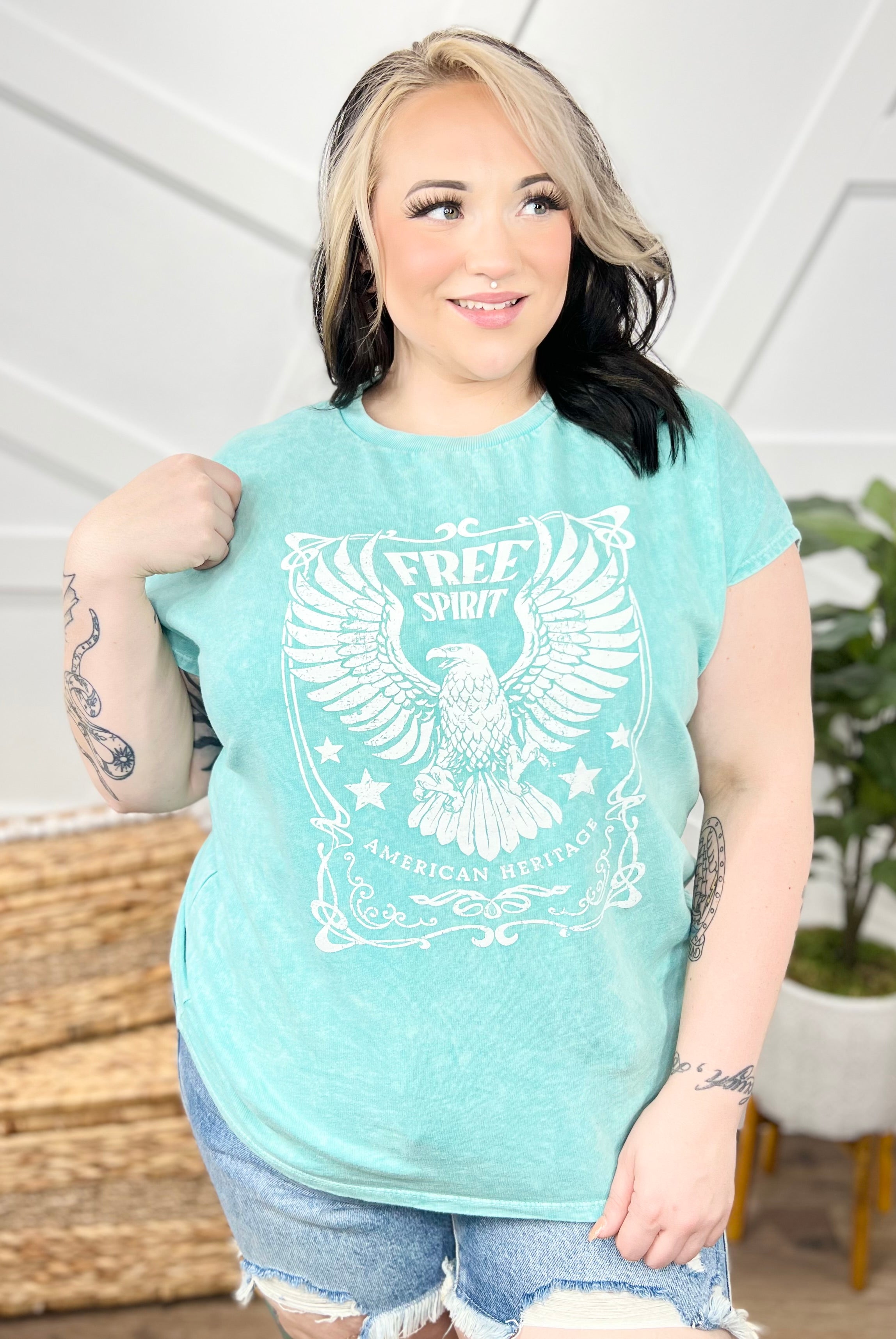 Free Spirit Graphic Tee-110 Short Sleeve Top-J. Her-Heathered Boho Boutique, Women's Fashion and Accessories in Palmetto, FL