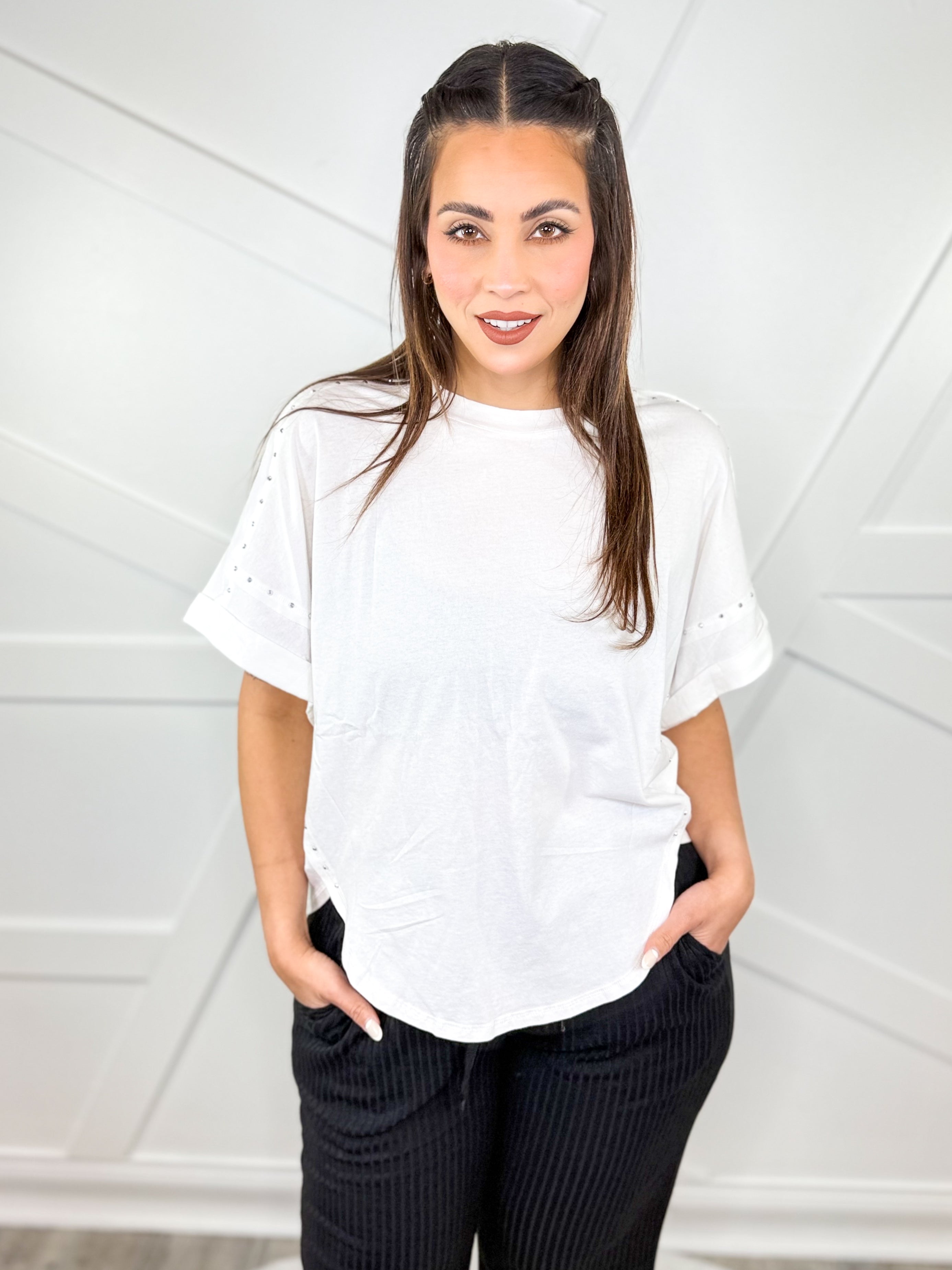 Sweet Talk Top-110 SHORT SLEEVE TOP-White Birch-Heathered Boho Boutique, Women's Fashion and Accessories in Palmetto, FL