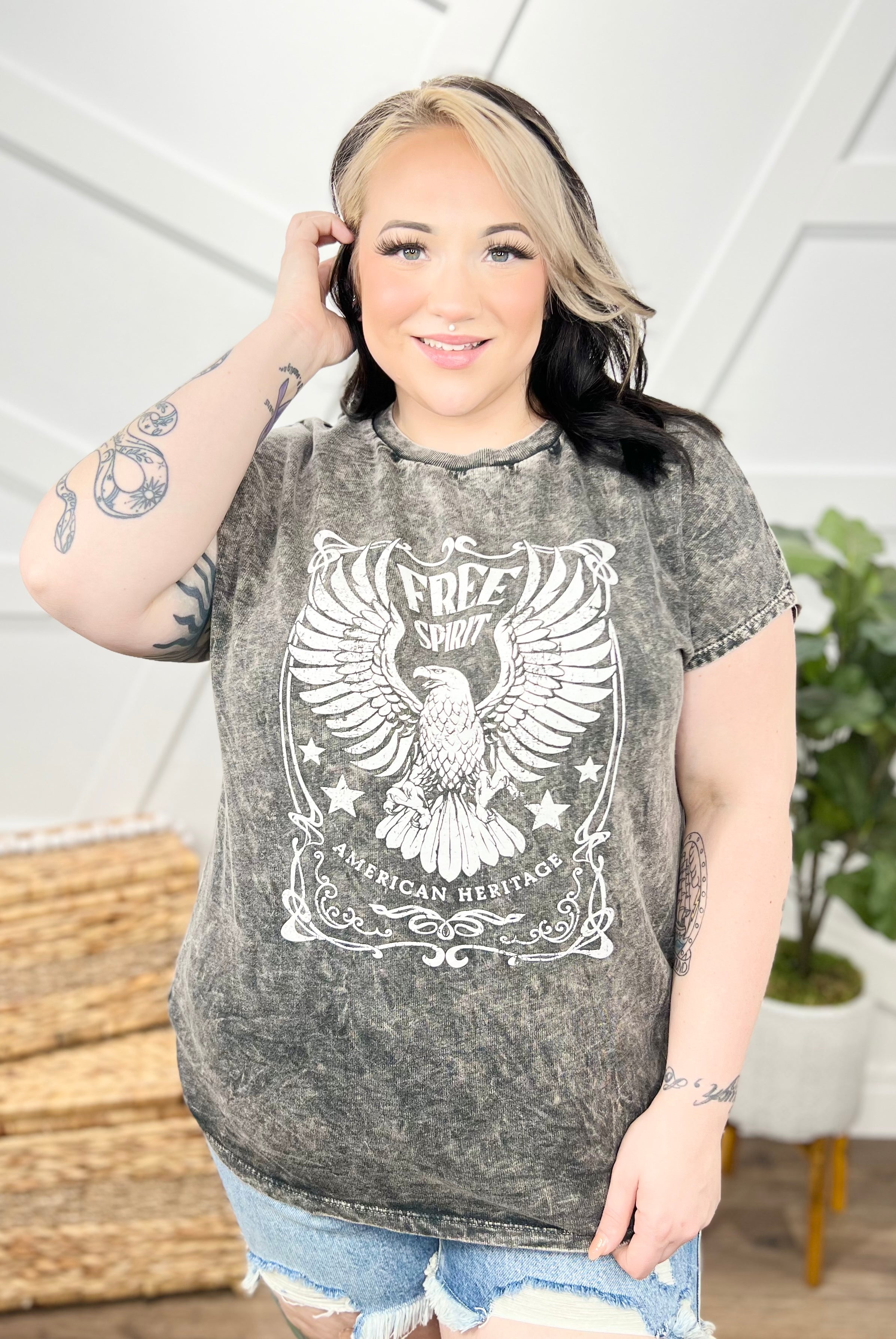 Free Spirit Graphic Tee-110 Short Sleeve Top-J. Her-Heathered Boho Boutique, Women's Fashion and Accessories in Palmetto, FL