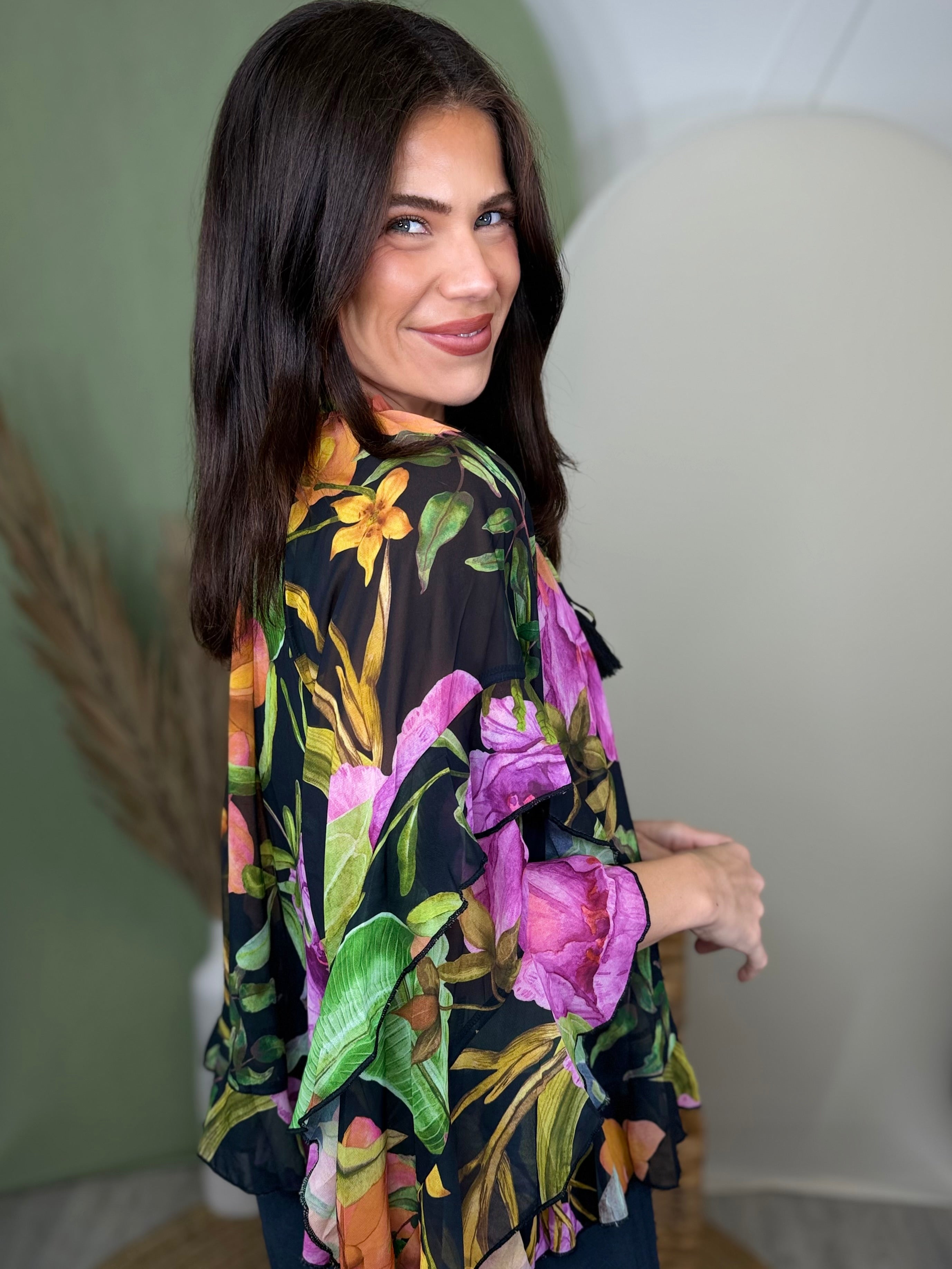 The Painted Paradise Blouse-120 LONG SLEEVE TOPS-ODDI-Heathered Boho Boutique, Women's Fashion and Accessories in Palmetto, FL