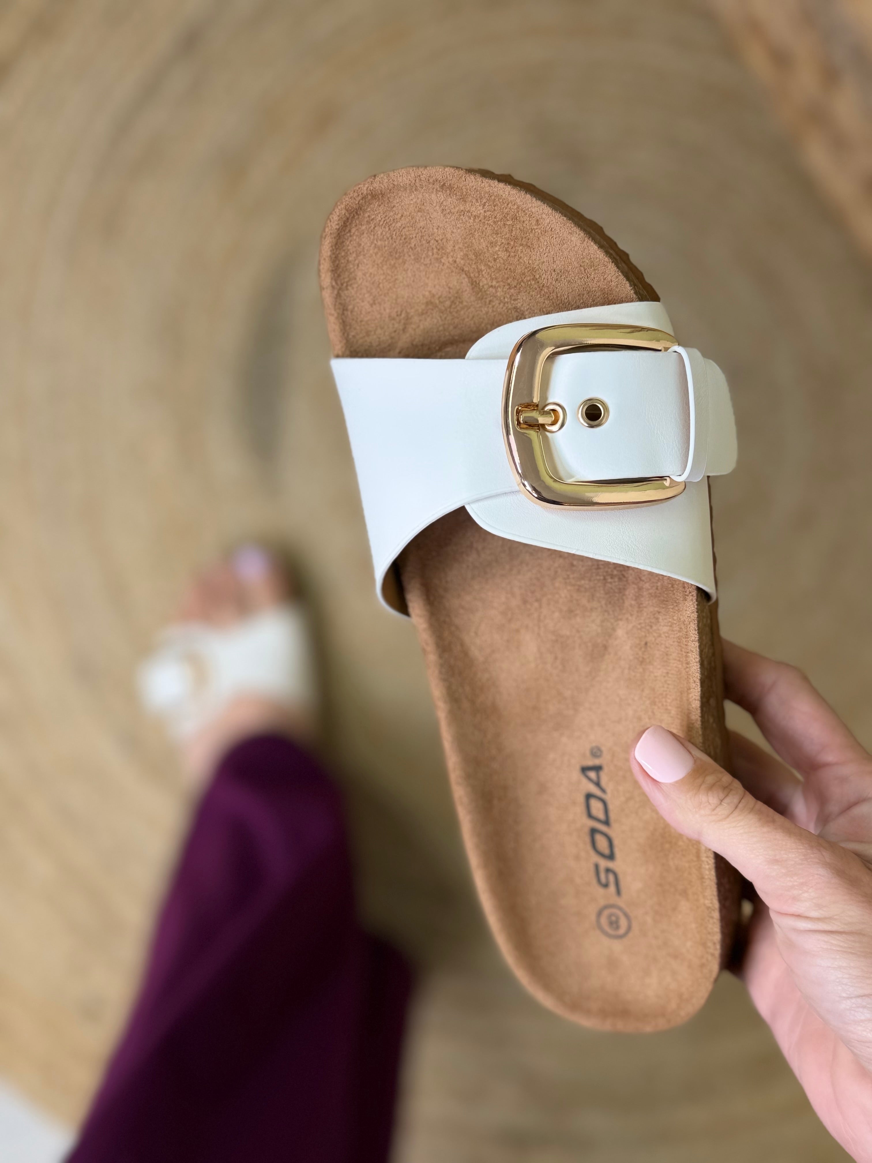 Seaside Chic Buckle Slides-350 SHOES-FORTUNE DYNAMIC-Heathered Boho Boutique, Women's Fashion and Accessories in Palmetto, FL