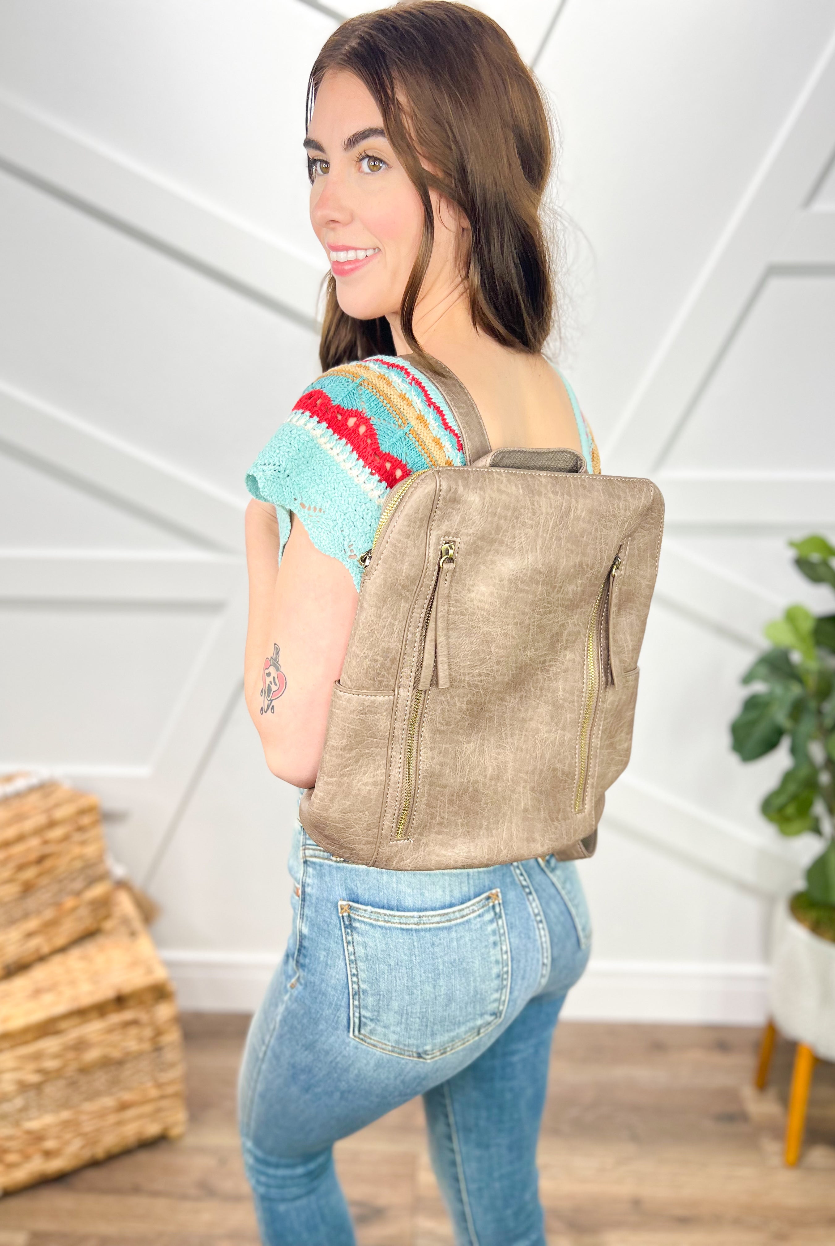 Raegan Double Zipper Backpack-320 Bags-Joy Susan-Heathered Boho Boutique, Women's Fashion and Accessories in Palmetto, FL