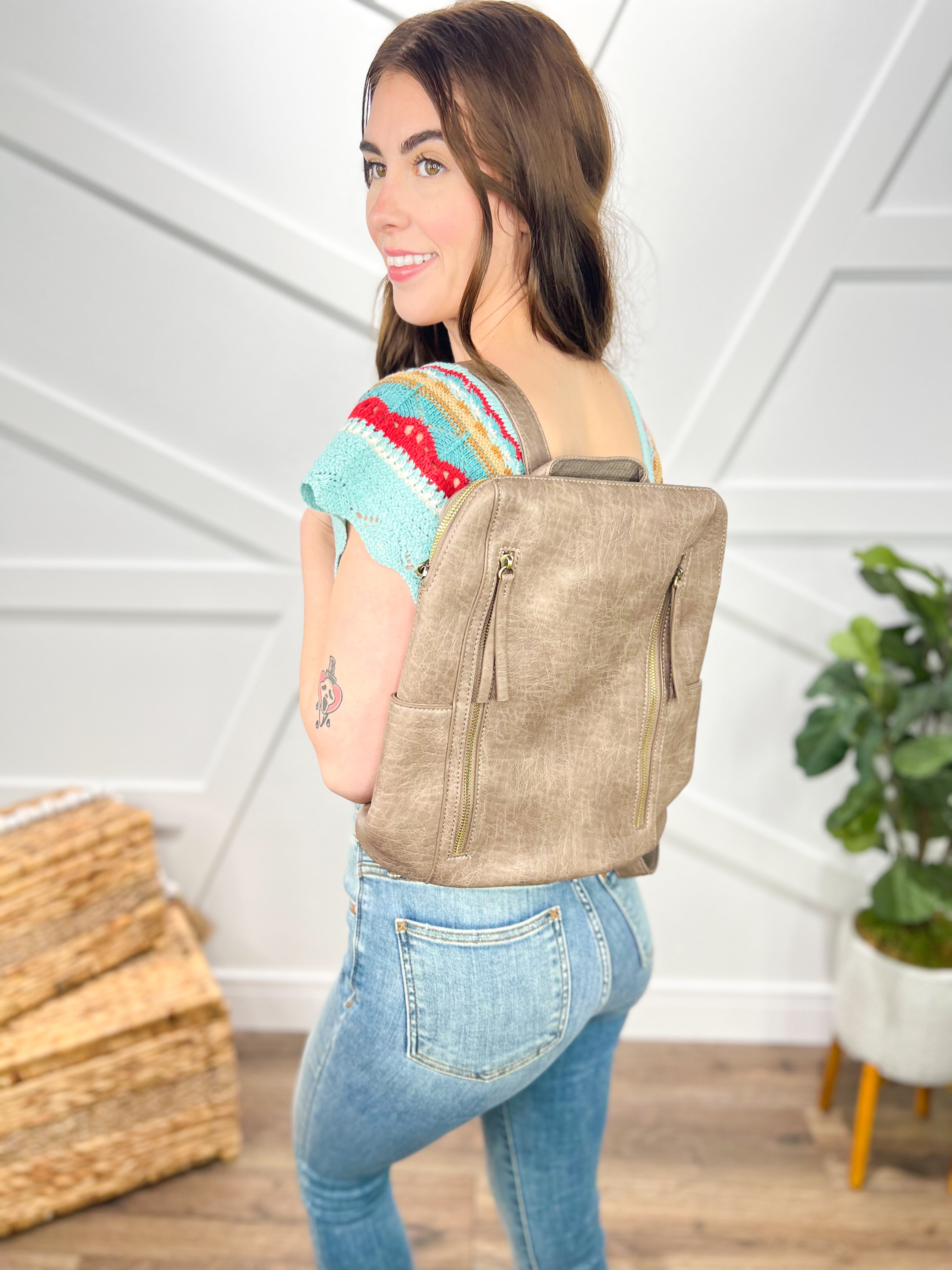 Raegan Double Zipper Backpack-320 Bags-Joy Susan-Heathered Boho Boutique, Women's Fashion and Accessories in Palmetto, FL