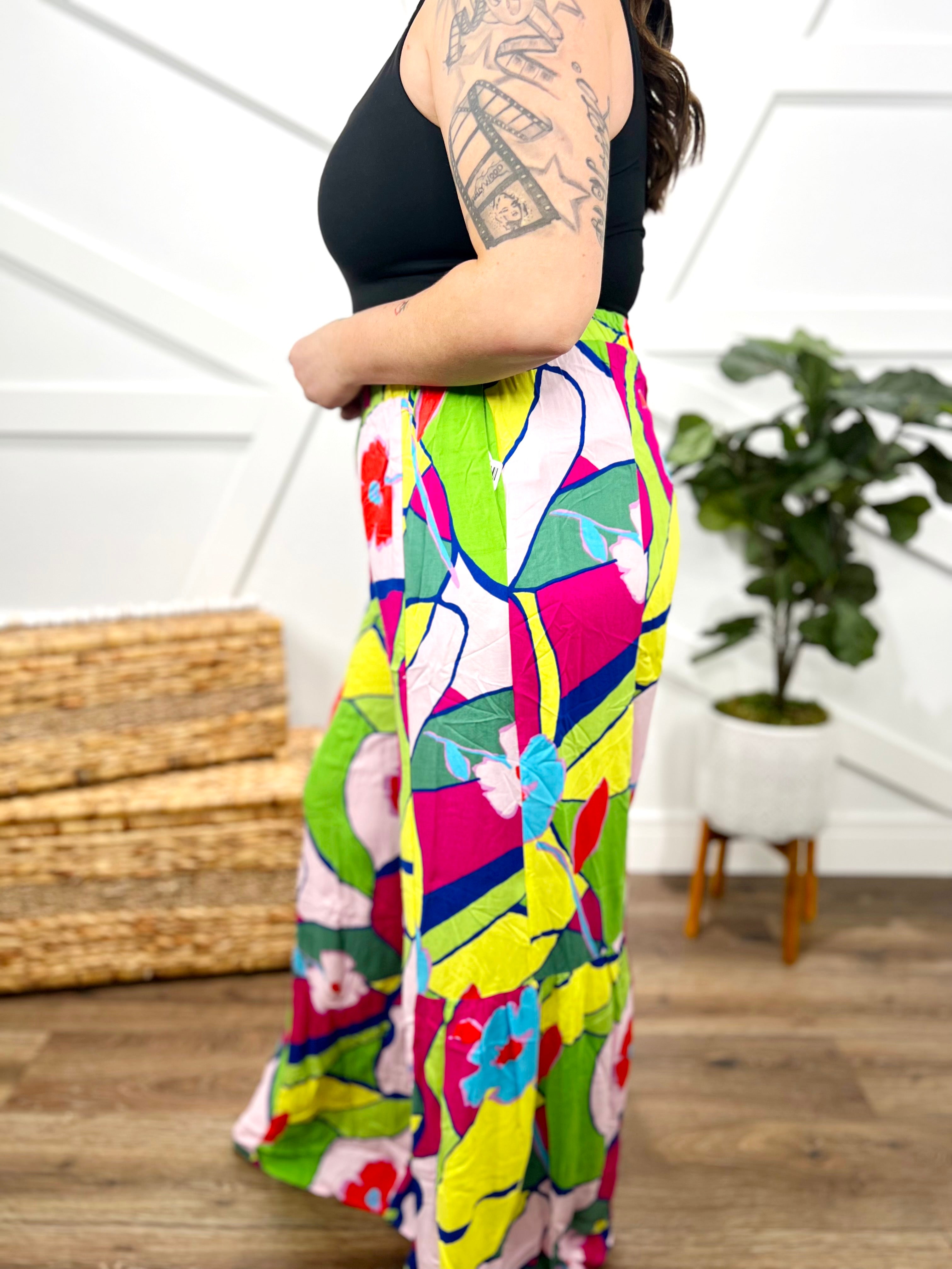 Pop of Art Pants-150 PANTS-Easel-Heathered Boho Boutique, Women's Fashion and Accessories in Palmetto, FL