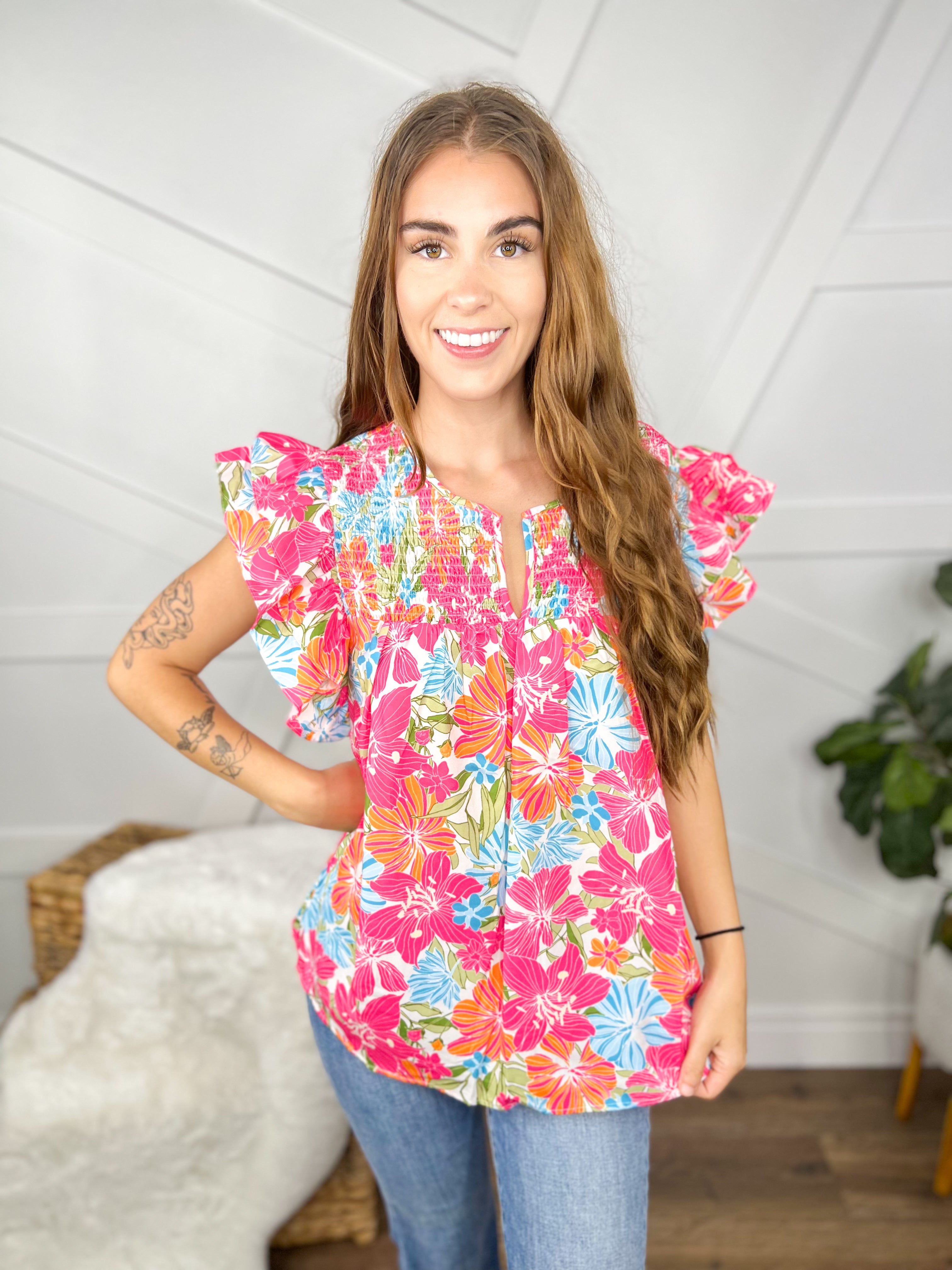 Mahalo Top-Short Sleeves-Bibi-Heathered Boho Boutique, Women's Fashion and Accessories in Palmetto, FL