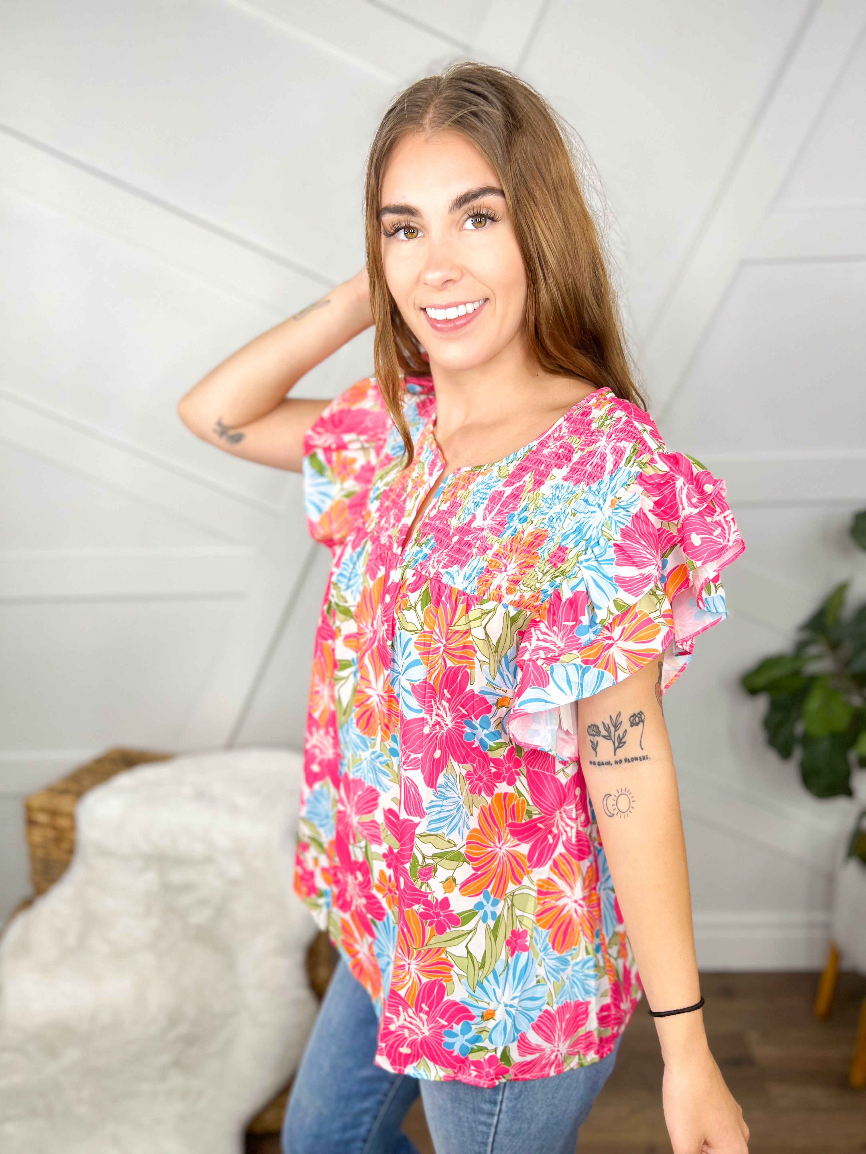 Mahalo Top-Short Sleeves-Bibi-Heathered Boho Boutique, Women's Fashion and Accessories in Palmetto, FL