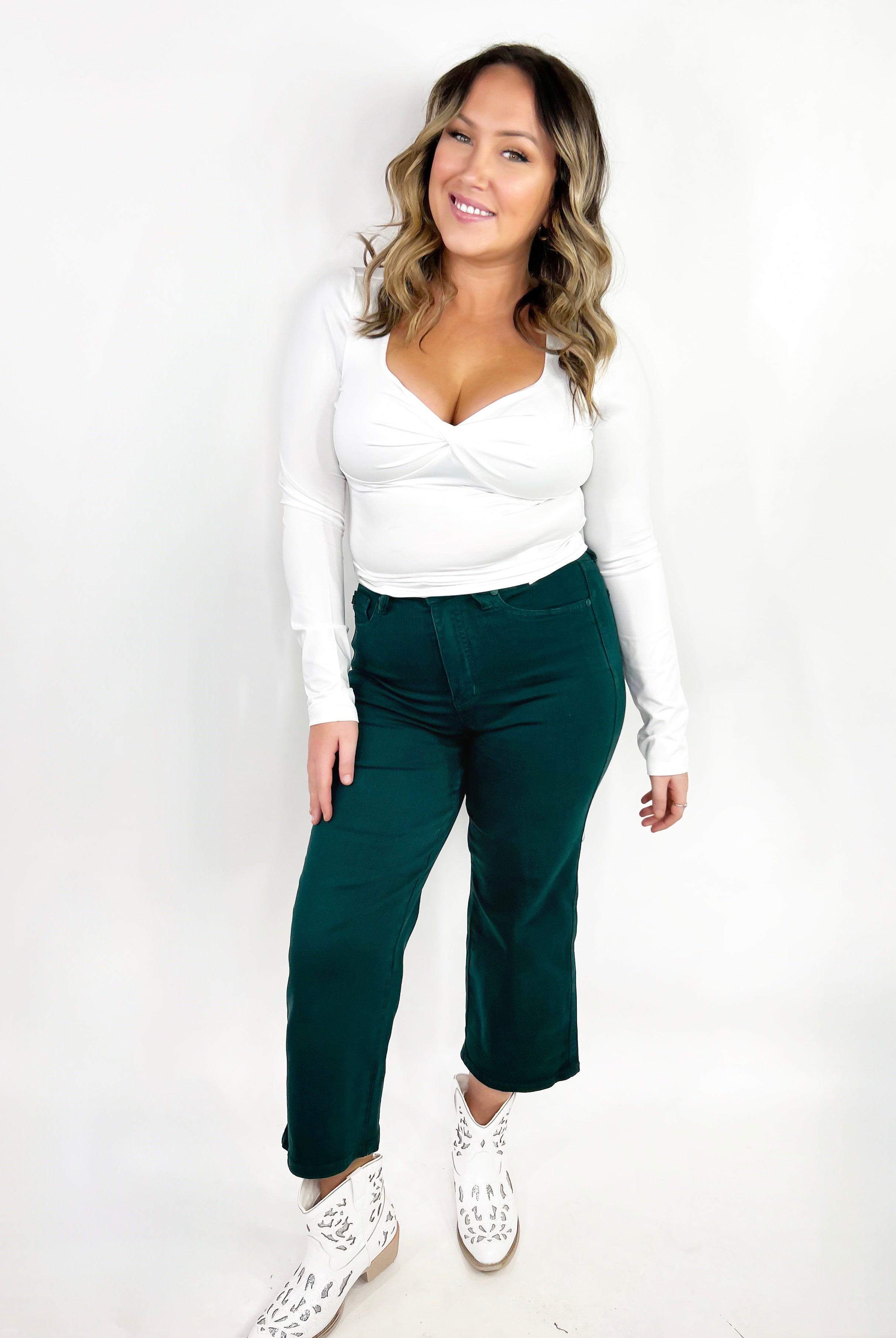 Lucia Tummy Control Wide Crop by Judy Blue-190 Jeans-Judy Blue-Heathered Boho Boutique, Women's Fashion and Accessories in Palmetto, FL