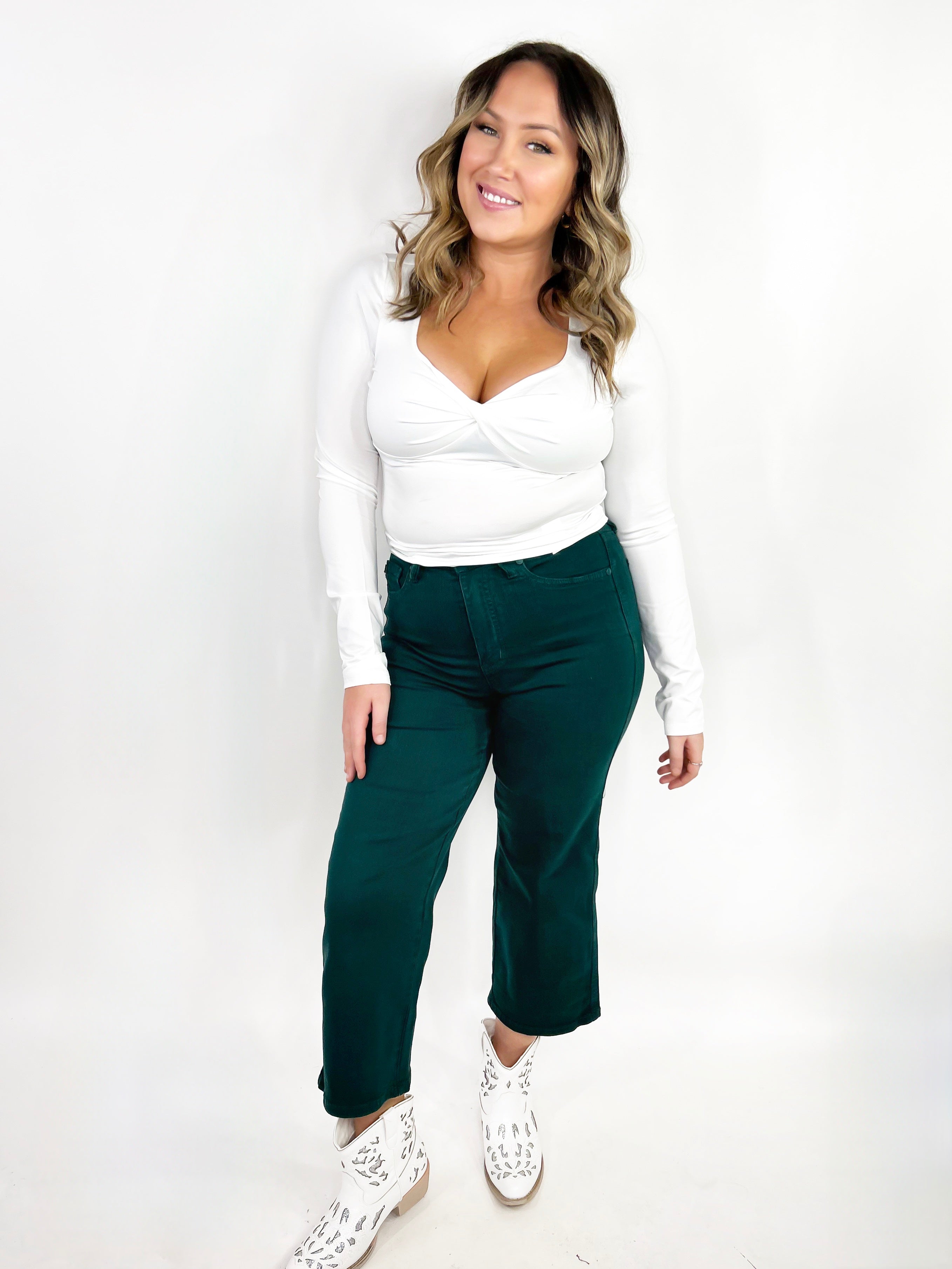 Lucia Tummy Control Wide Crop by Judy Blue-190 Jeans-Judy Blue-Heathered Boho Boutique, Women's Fashion and Accessories in Palmetto, FL