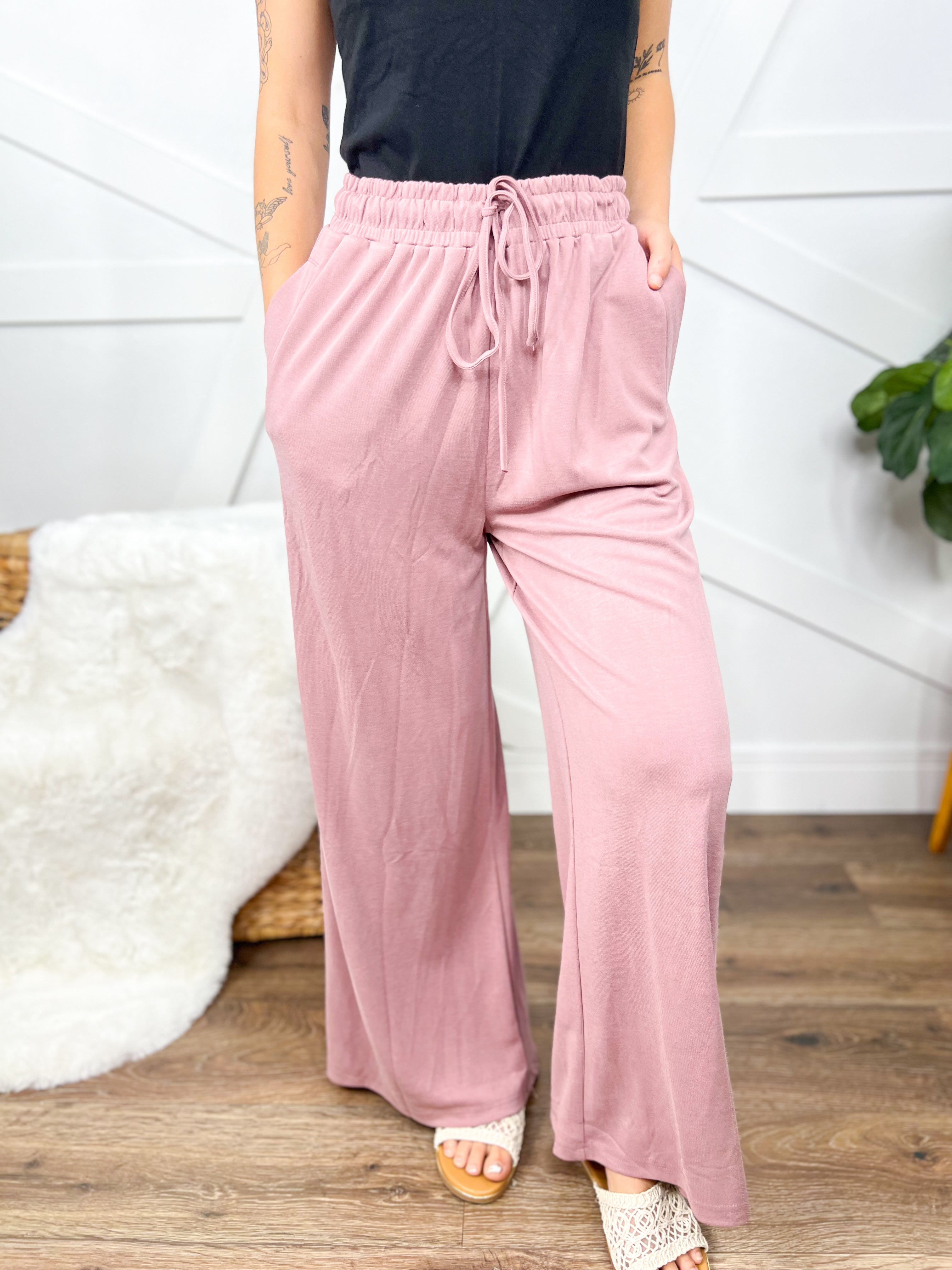 Thinking of You Wide Leg Pants-150 PANTS-Oddi-Heathered Boho Boutique, Women's Fashion and Accessories in Palmetto, FL