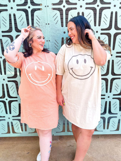 Happy T-Shirt Dress-230 Dresses/Jumpsuits/Rompers-Easel-Heathered Boho Boutique, Women's Fashion and Accessories in Palmetto, FL