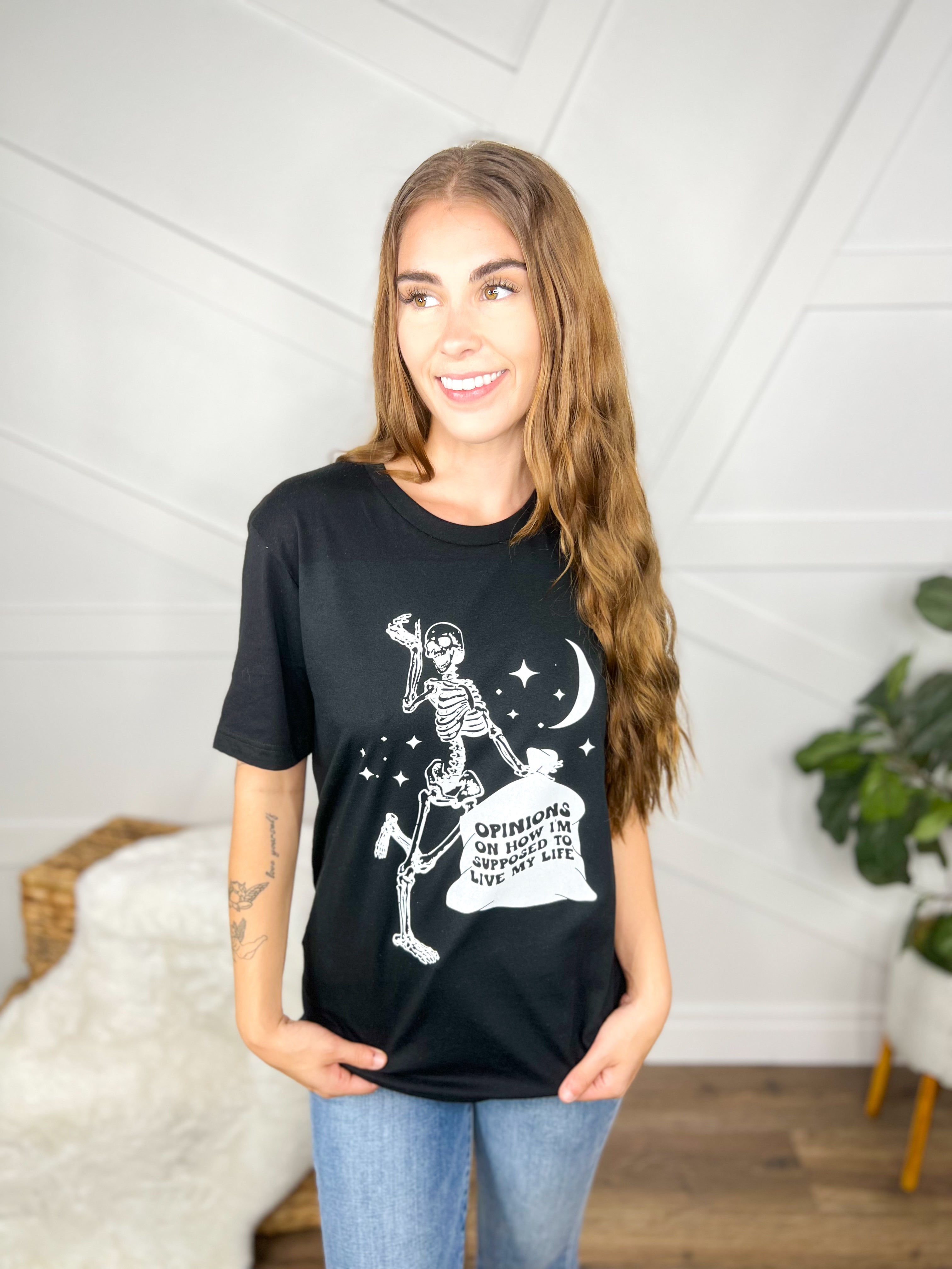 R.I.P. Opinions Graphic Tee-130 Graphic Tees-Heathered Boho-Heathered Boho Boutique, Women's Fashion and Accessories in Palmetto, FL