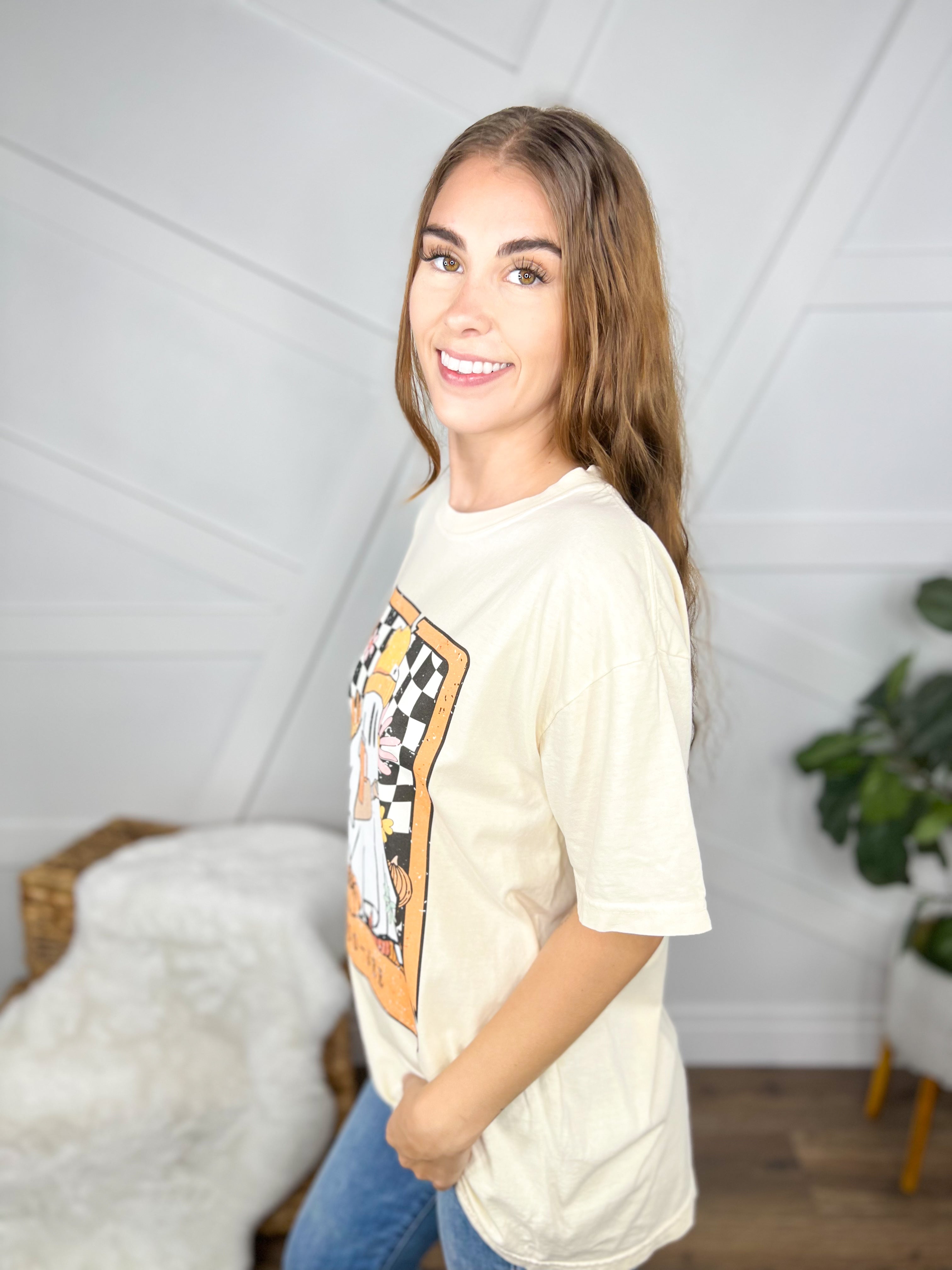 Fall Boujee Boo Graphic Tee-130 Graphic Tees-Heathered Boho-Heathered Boho Boutique, Women's Fashion and Accessories in Palmetto, FL