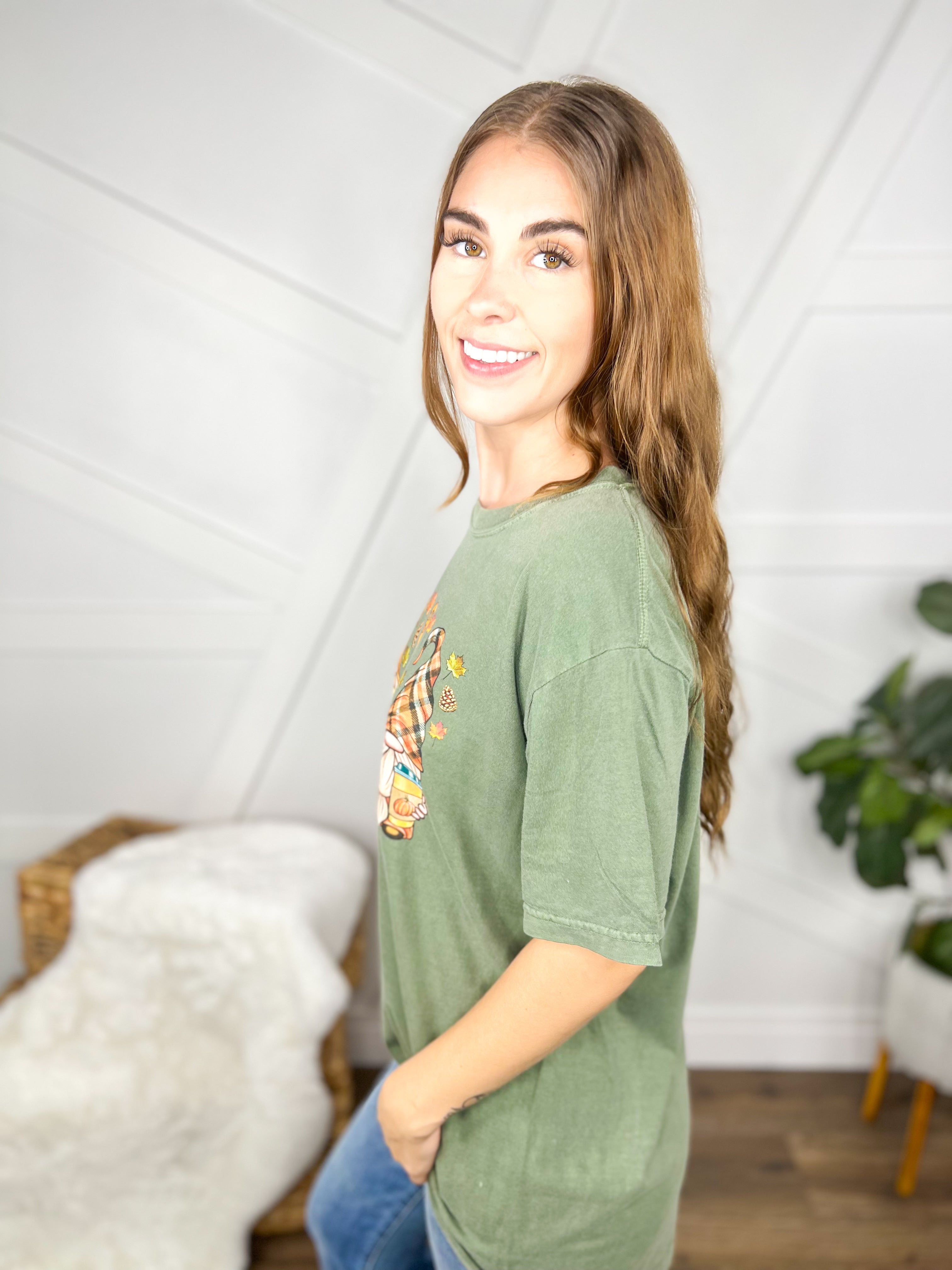 Fall Gnomes Graphic Tee-130 Graphic Tees-Heathered Boho-Heathered Boho Boutique, Women's Fashion and Accessories in Palmetto, FL