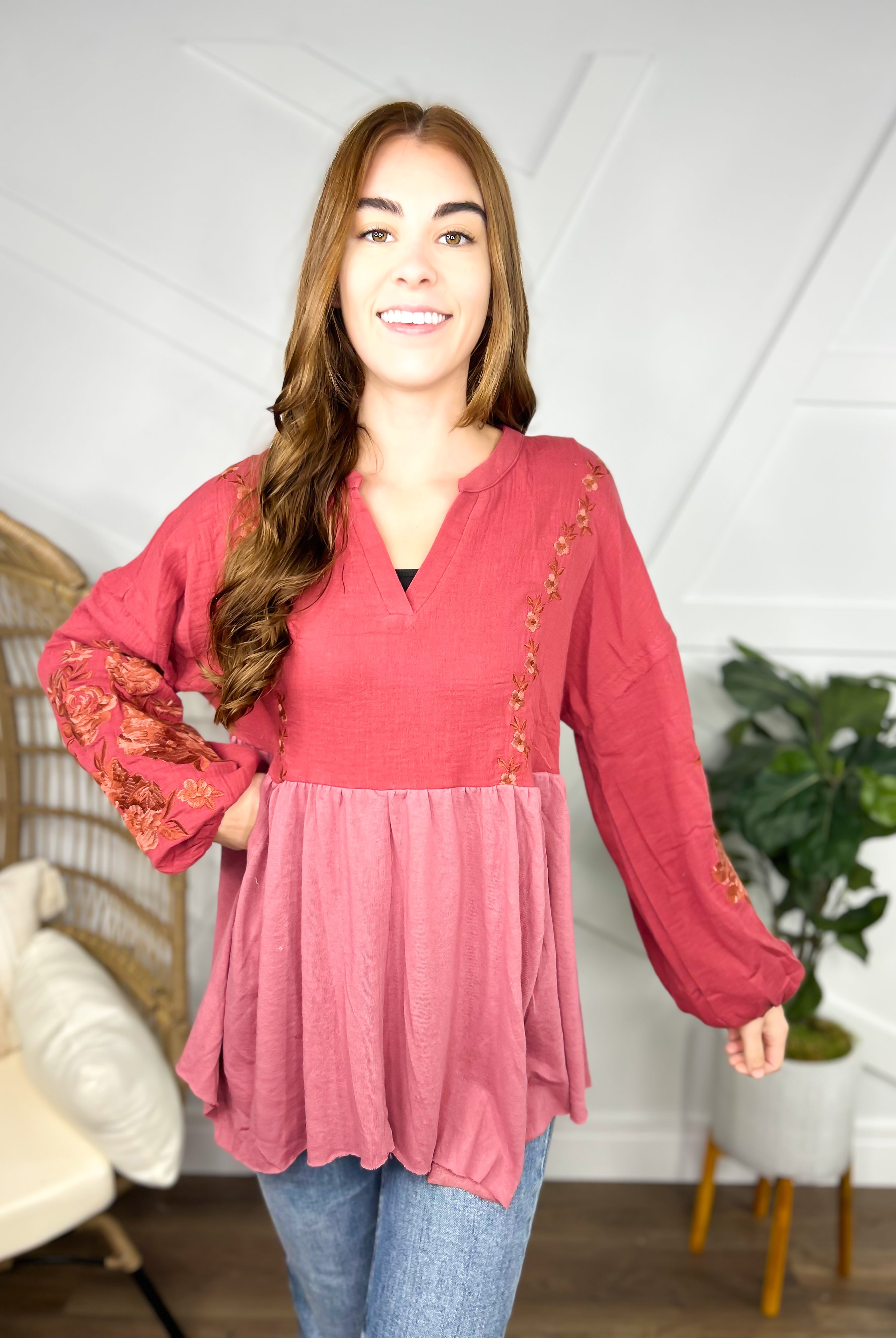 Chic n Cute Top-120 Long Sleeve Tops-Andree by Unit-Heathered Boho Boutique, Women's Fashion and Accessories in Palmetto, FL