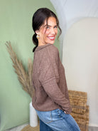 Weekend Comfort Ribbed Top-120 LONG SLEEVE TOPS-ZENANA-Heathered Boho Boutique, Women's Fashion and Accessories in Palmetto, FL
