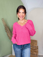 Weekend Comfort Ribbed Top-120 LONG SLEEVE TOPS-ZENANA-Heathered Boho Boutique, Women's Fashion and Accessories in Palmetto, FL