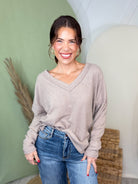 Weekend Comfort Ribbed Top-120 LONG SLEEVE TOPS-ZENANA-Heathered Boho Boutique, Women's Fashion and Accessories in Palmetto, FL