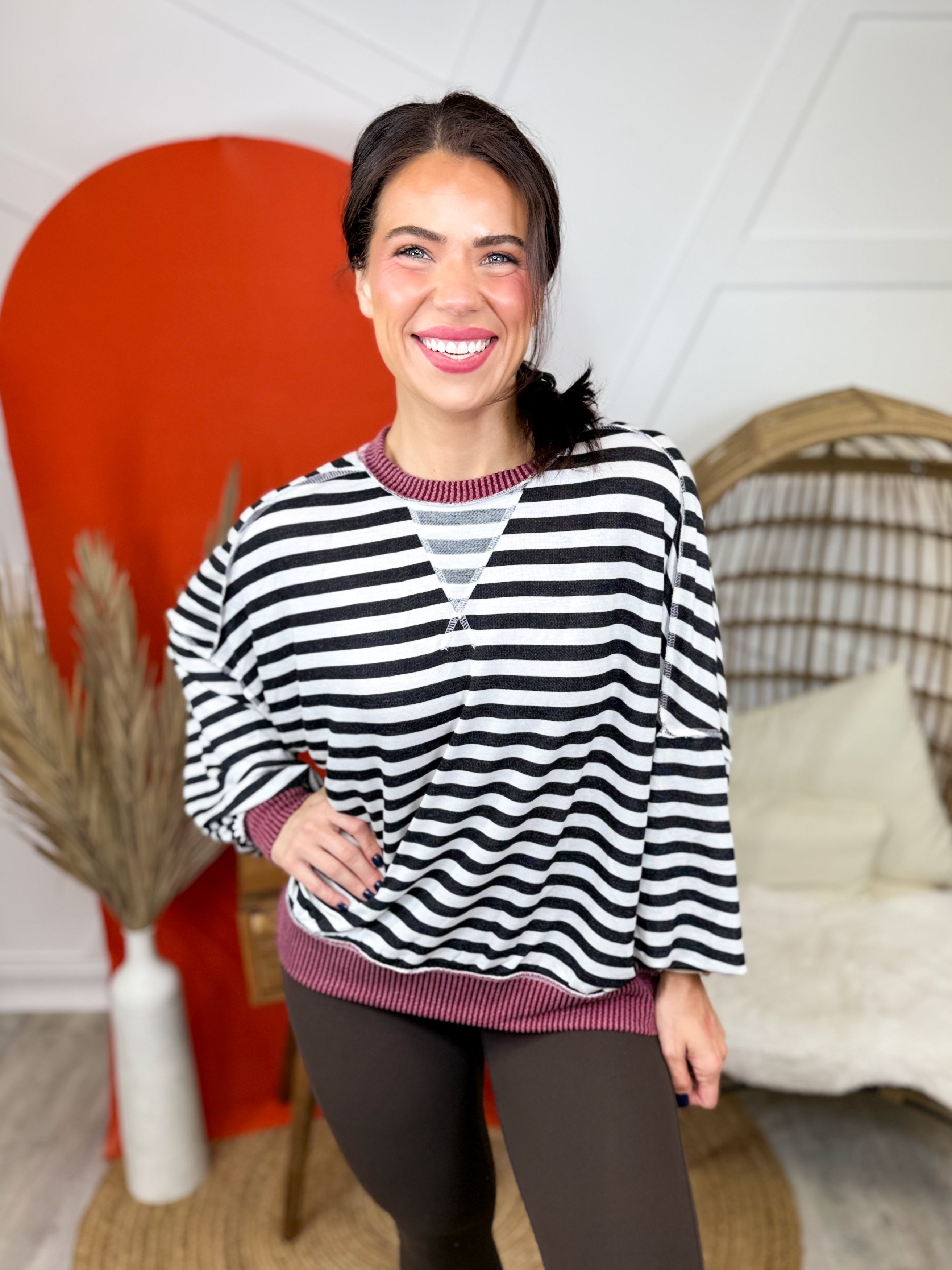 Fabulous Long Sleeve Top-120 LONG SLEEVE TOPS-HAPTICS-Heathered Boho Boutique, Women's Fashion and Accessories in Palmetto, FL