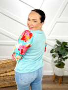 Flower Pop Top-110 Short Sleeve Top-HAPTICS-Heathered Boho Boutique, Women's Fashion and Accessories in Palmetto, FL