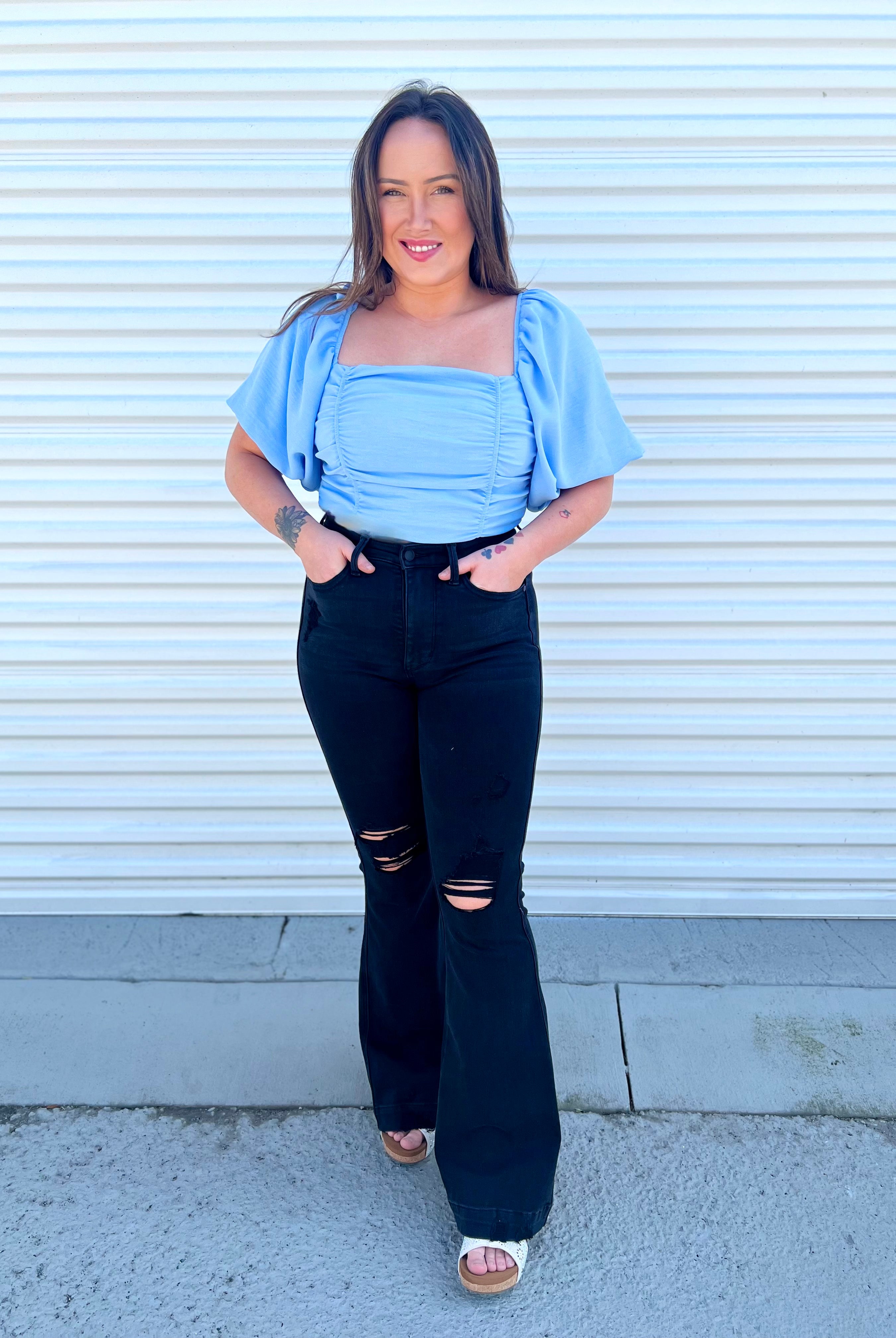 Slaying It Tummy Control Flare by Judy Blue-190 Jeans-Judy Blue-Heathered Boho Boutique, Women's Fashion and Accessories in Palmetto, FL