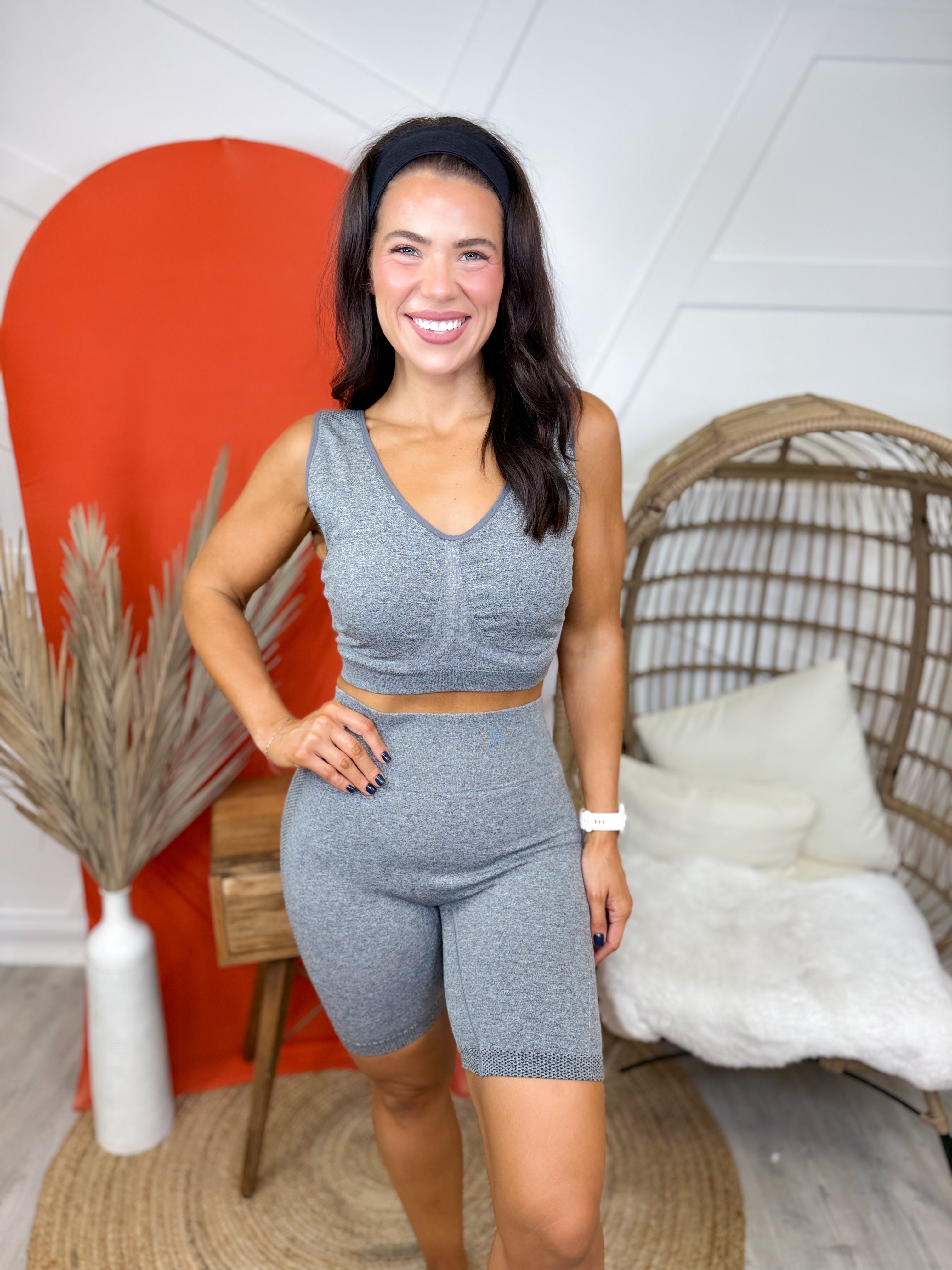 In It To Win It Biker Shorts-180 LEGGINGS-WHITE BIRCH-Heathered Boho Boutique, Women's Fashion and Accessories in Palmetto, FL