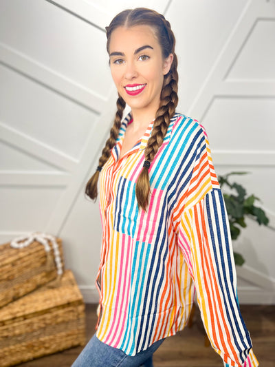 Over the Rainbow Button Down Top