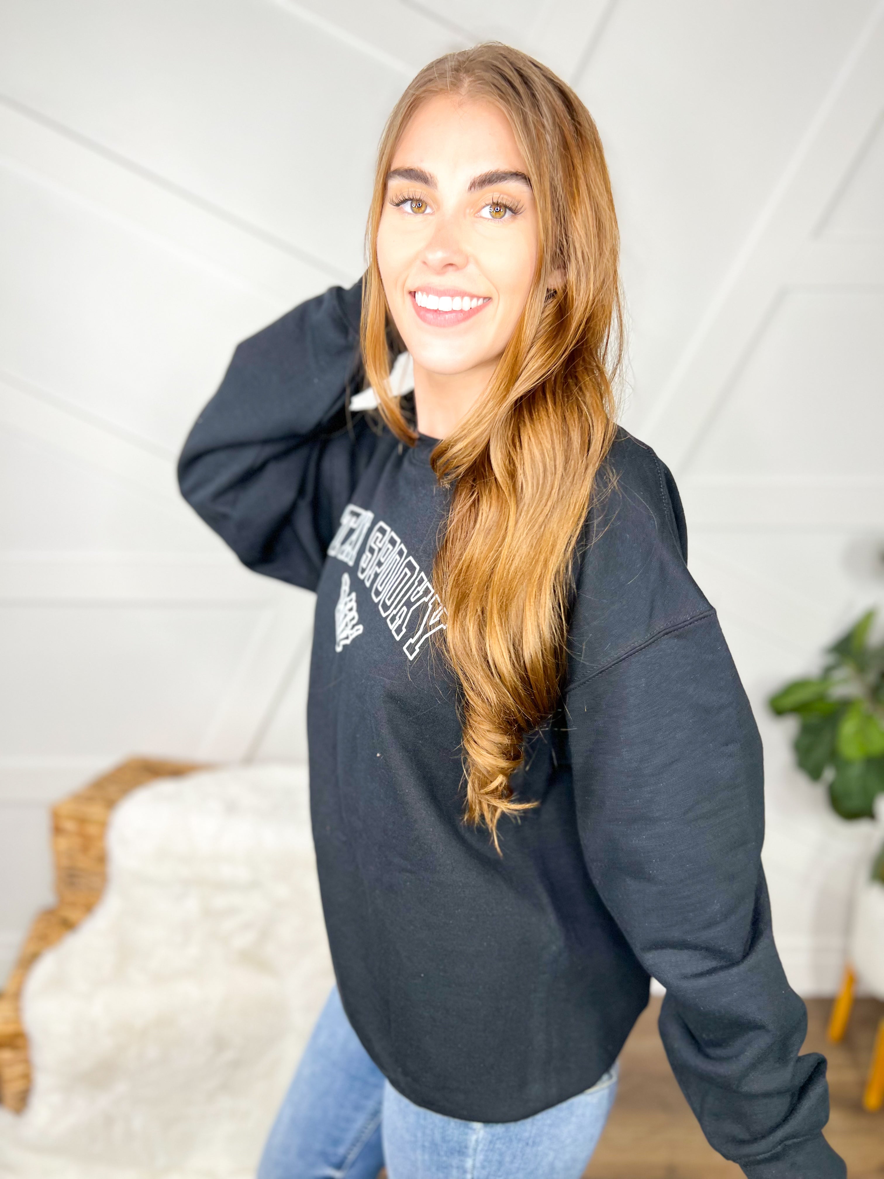 Stay Spooky Graphic Sweatshirt-130 Graphic Tees-Ruby's Rubbish-Heathered Boho Boutique, Women's Fashion and Accessories in Palmetto, FL