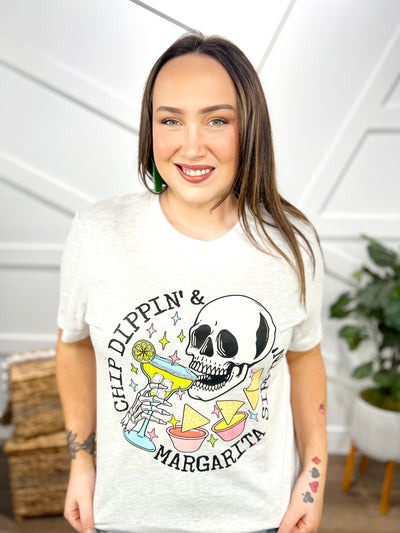 Chip Dippin' & Margarita Sippin' Graphic Tee-110 Short Sleeve Top-Heathered Boho-Heathered Boho Boutique, Women's Fashion and Accessories in Palmetto, FL