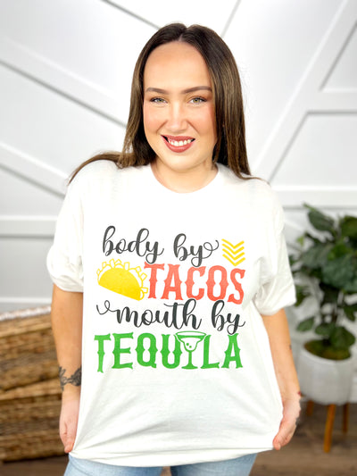 Body by Tacos Mouth by Tequila Graphic Tee-110 Short Sleeve Top-Heathered Boho-Heathered Boho Boutique, Women's Fashion and Accessories in Palmetto, FL