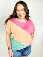 Rainbow Moves Top-110 Short Sleeve Top-Bibi-Heathered Boho Boutique, Women's Fashion and Accessories in Palmetto, FL
