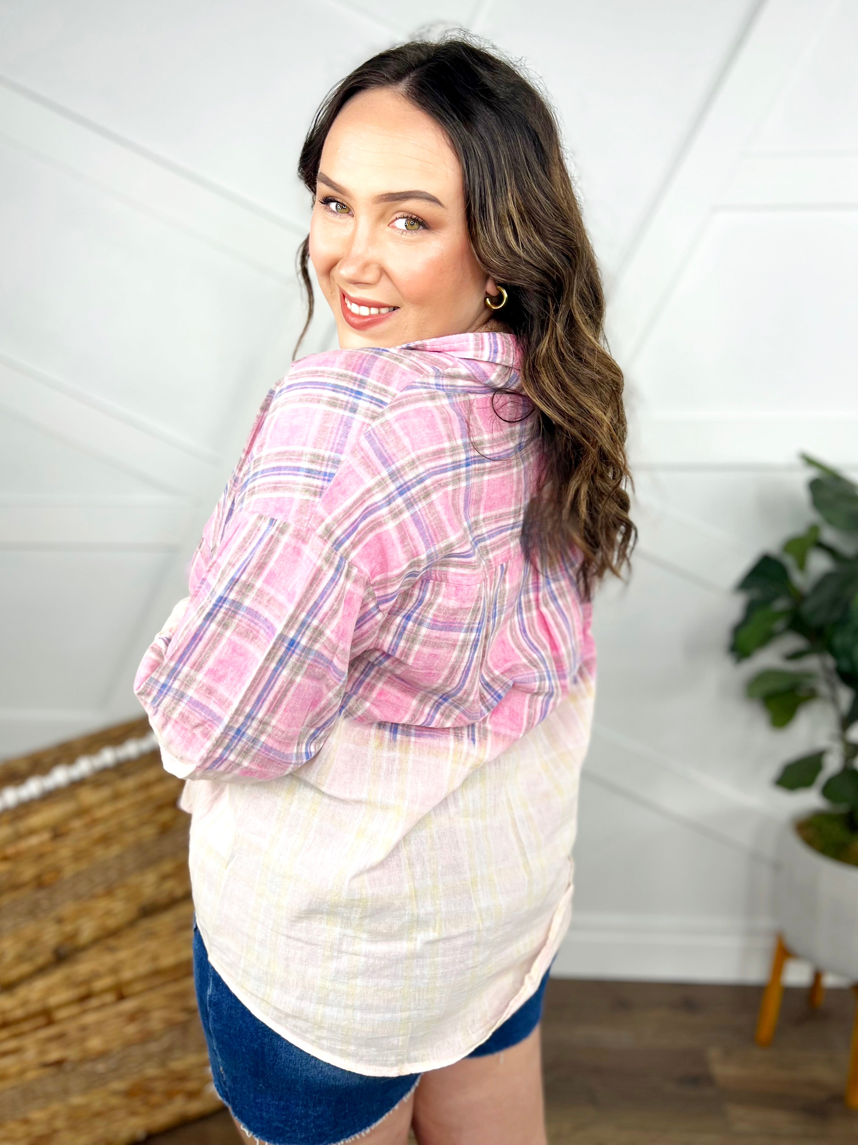 Bigger Things Button Down Top-120 Long Sleeve Tops-Bibi-Heathered Boho Boutique, Women's Fashion and Accessories in Palmetto, FL