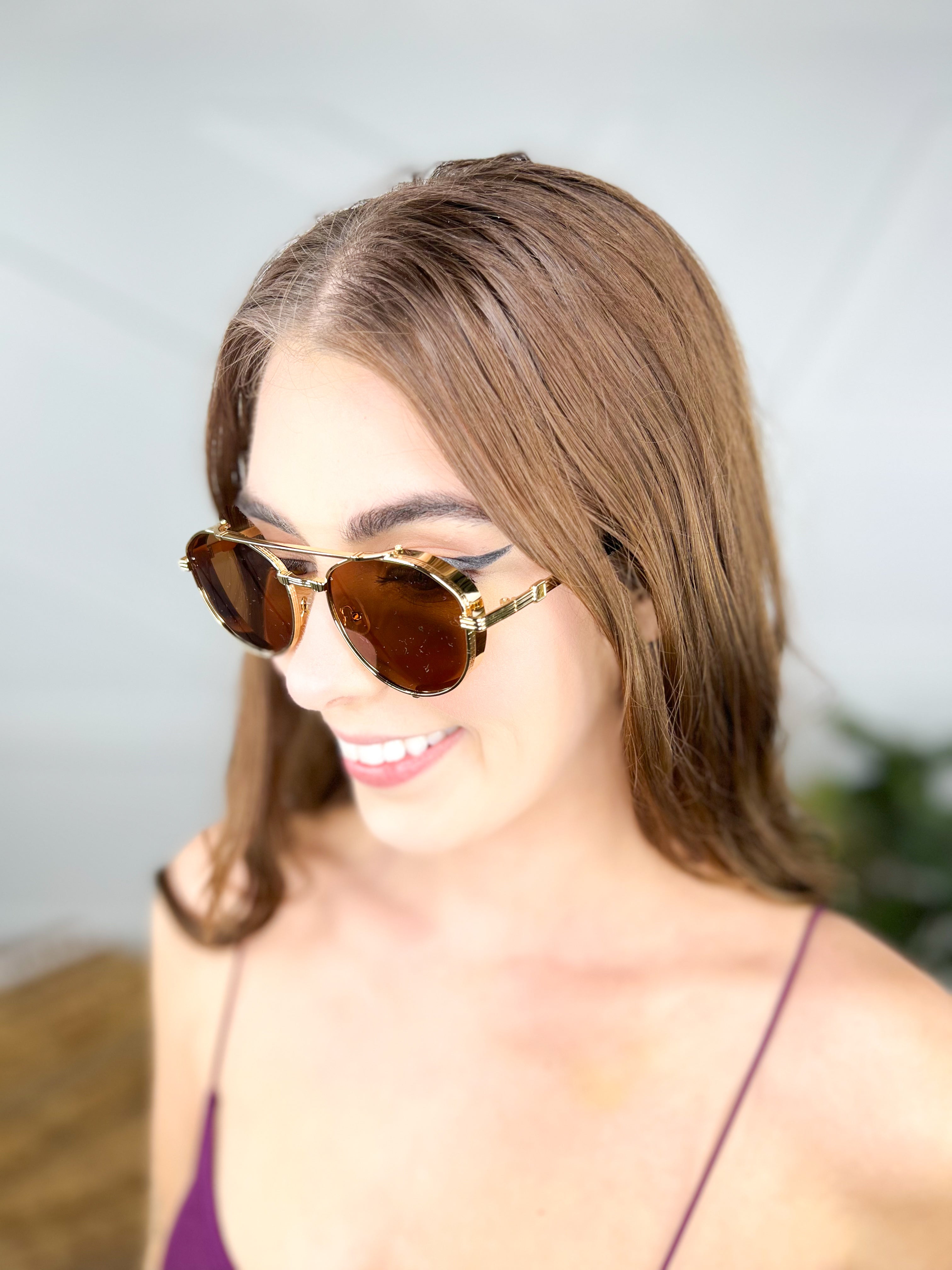 Gemma Retro Aviators-340 Other Accessories-PRETTY SIMPLE-Heathered Boho Boutique, Women's Fashion and Accessories in Palmetto, FL