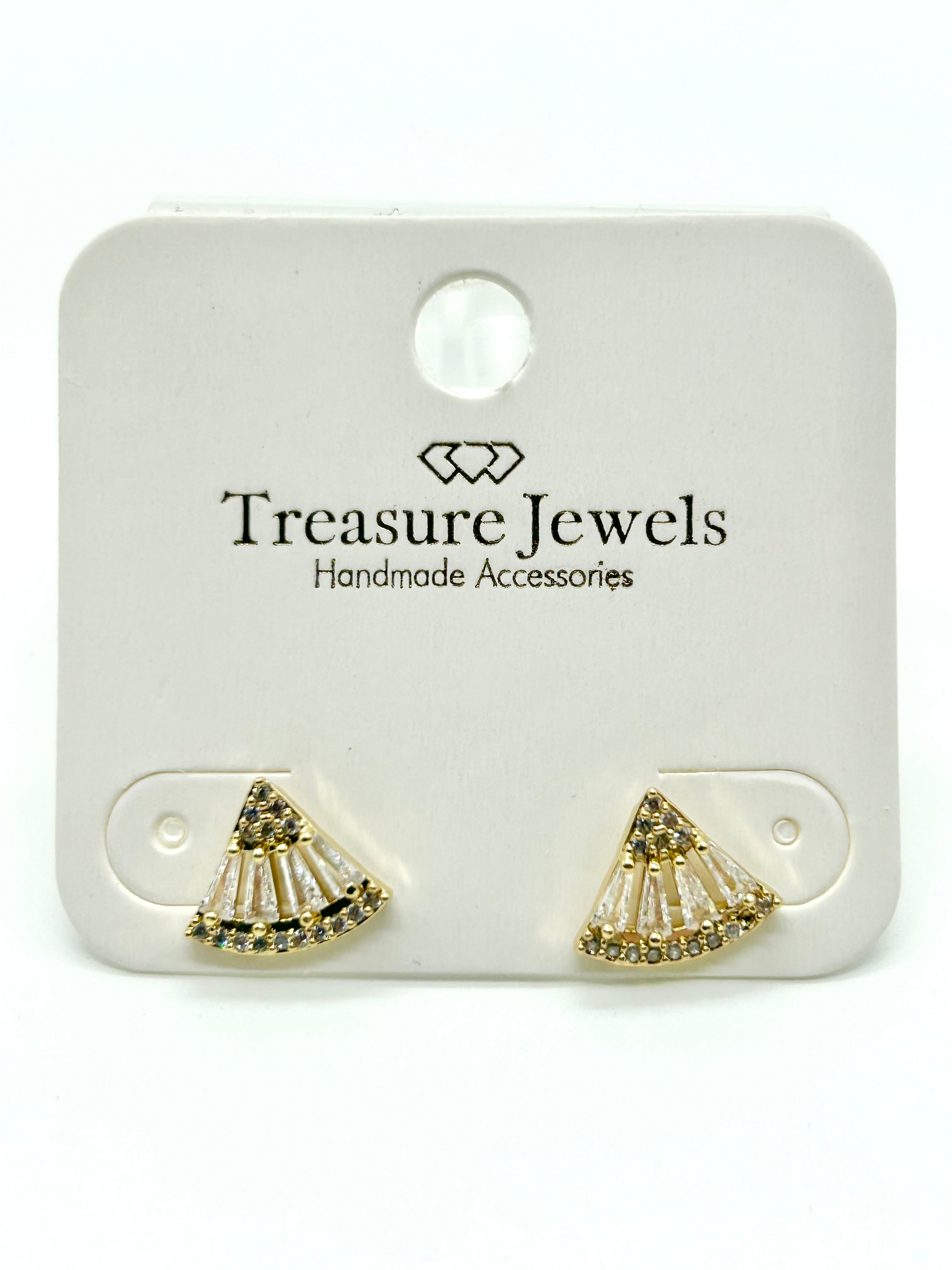 DOORBUSTER: Fan Stud Earrings-310 Jewelry-Treasure Jewels-Heathered Boho Boutique, Women's Fashion and Accessories in Palmetto, FL