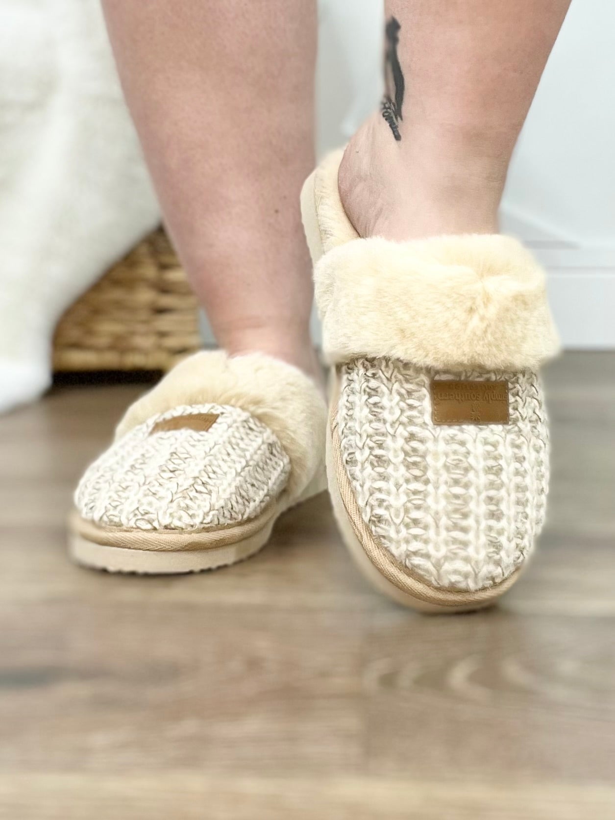 Tan Simply the Best Felt Slippers-350 Shoes-Simply Southern-Heathered Boho Boutique, Women's Fashion and Accessories in Palmetto, FL