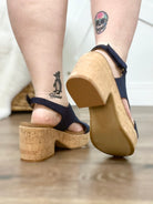 Navy Faux Suede Miss Carley Wedges-350 Shoes-Corkys-Heathered Boho Boutique, Women's Fashion and Accessories in Palmetto, FL