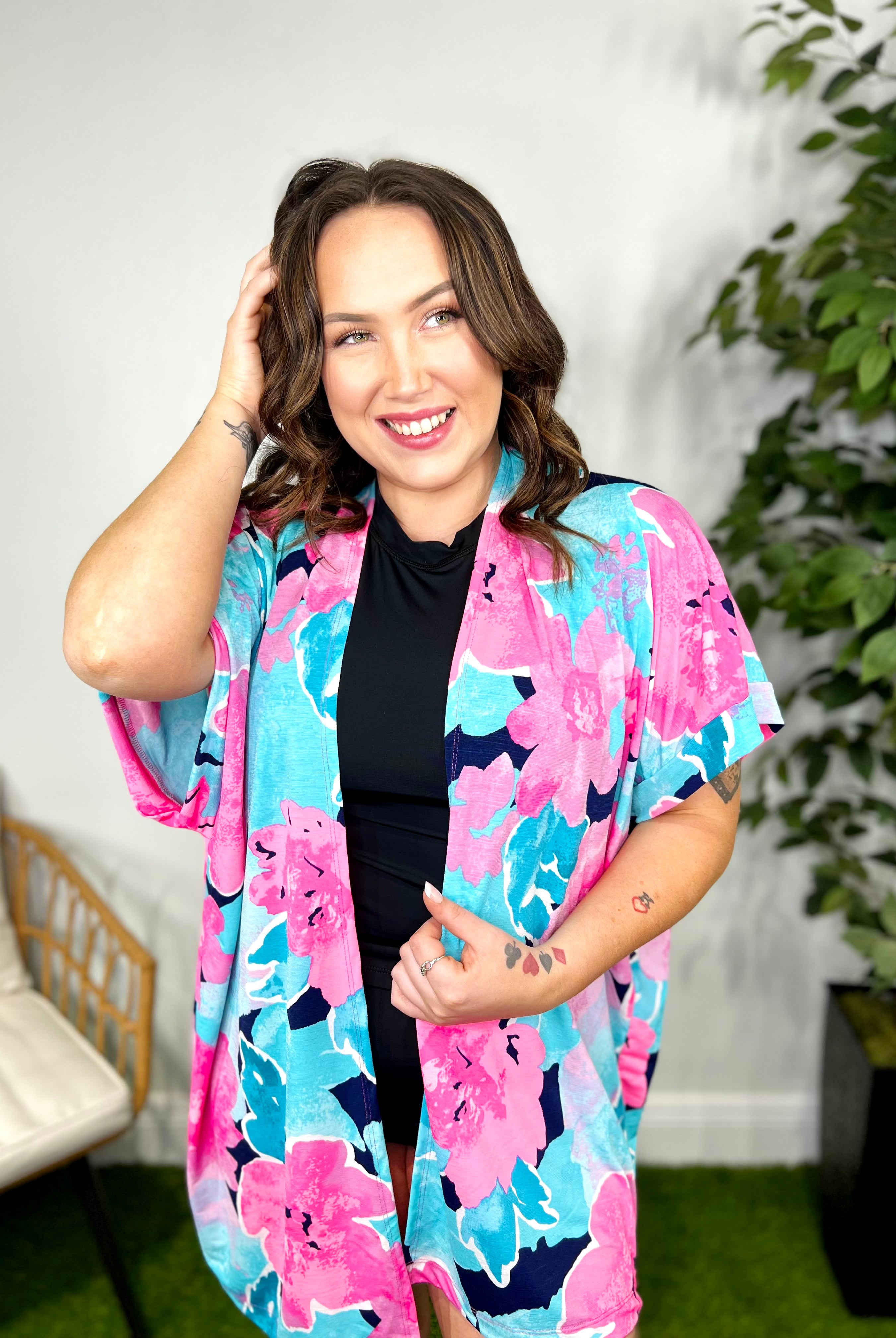Fancy in Floral Coverup-220 Cardigans/ Kimonos-White Birch-Heathered Boho Boutique, Women's Fashion and Accessories in Palmetto, FL