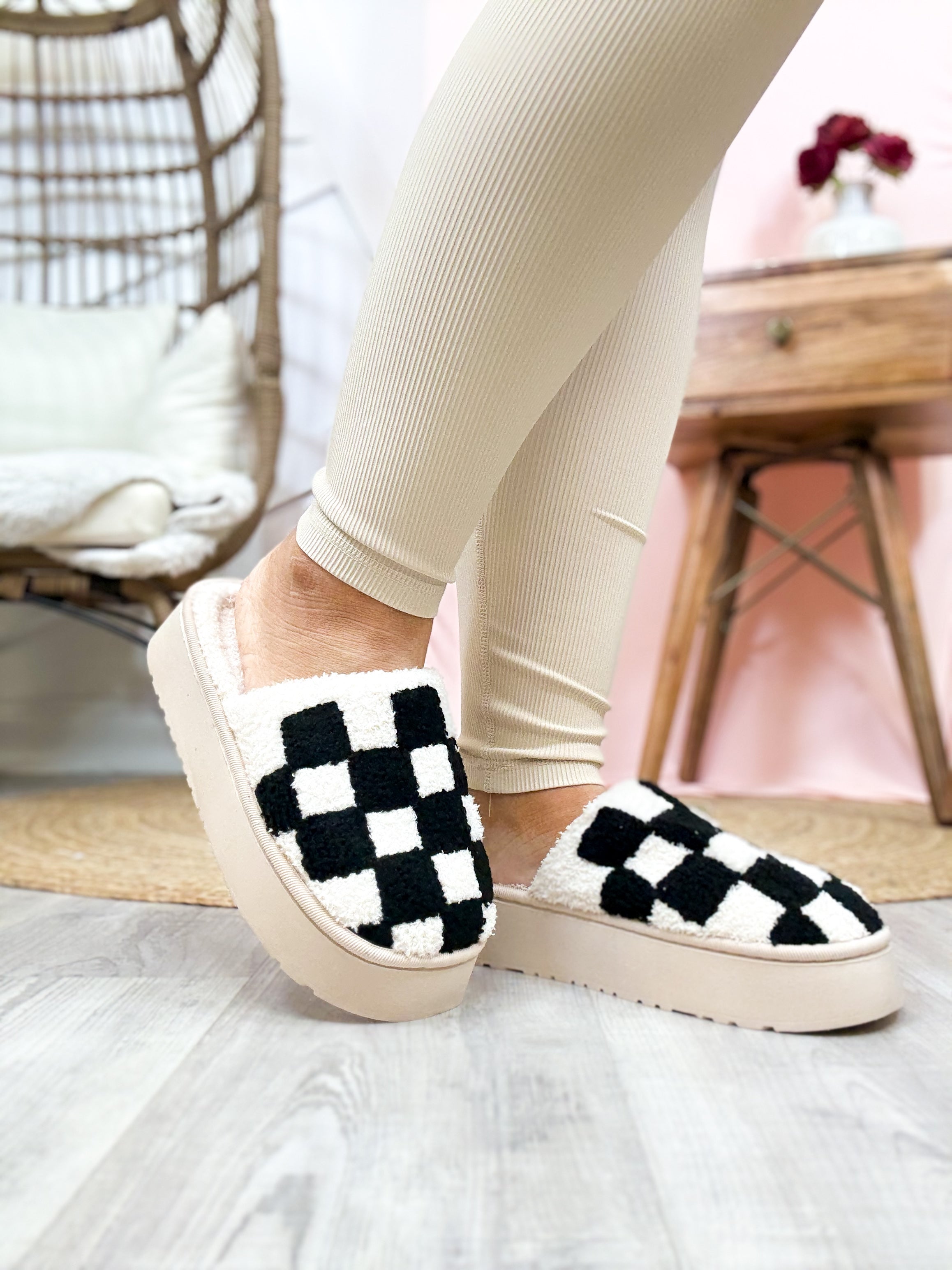 Checkered Platform Slipper-350 SHOES-Jasmine Trading Corp-Heathered Boho Boutique, Women's Fashion and Accessories in Palmetto, FL