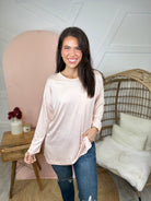 Atlas Pocket Long Sleeve Top-Blush-120 Long Sleeve Tops-Heathered Boho-Heathered Boho Boutique, Women's Fashion and Accessories in Palmetto, FL