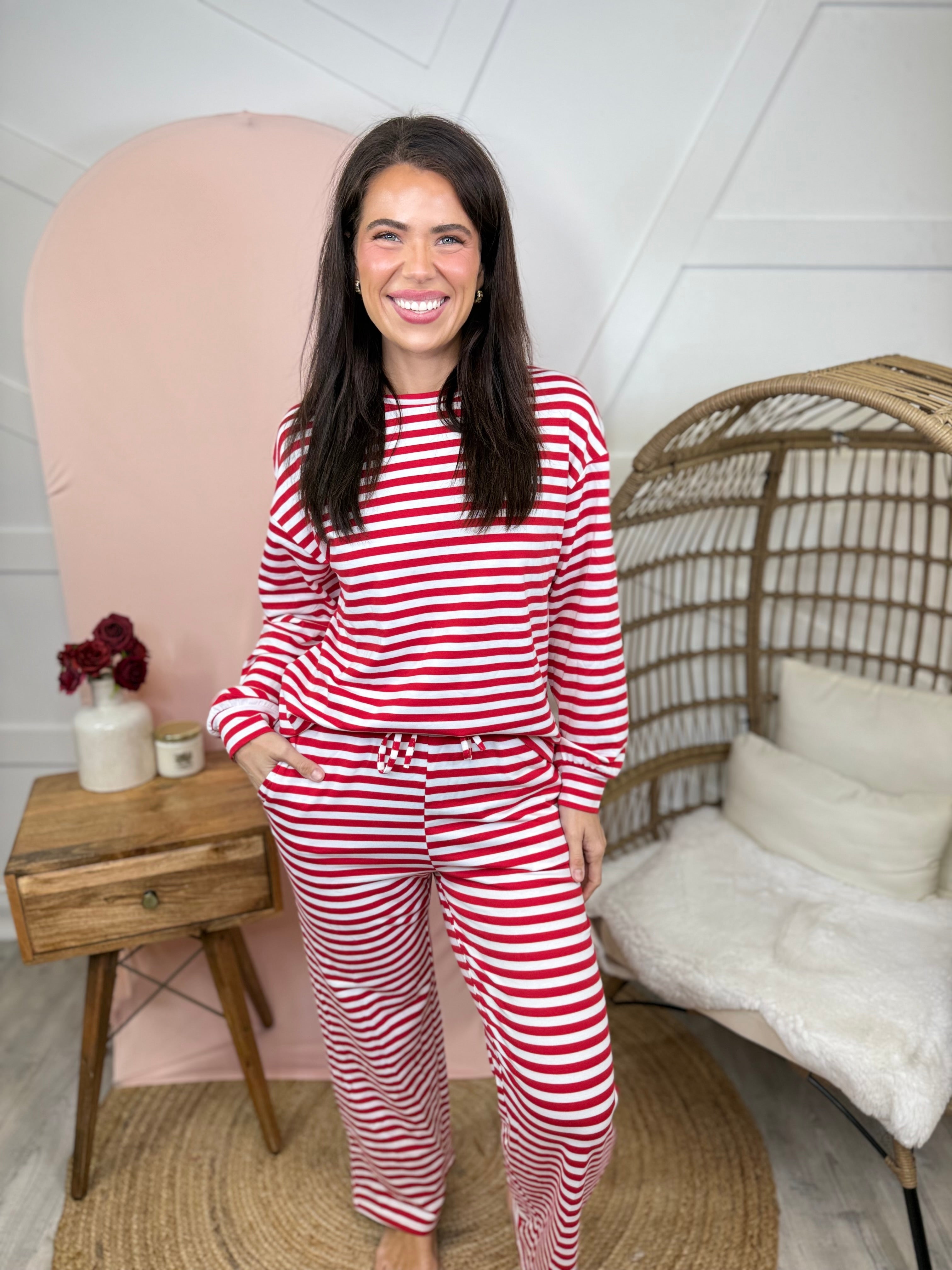 Everyday Striped Lounge Set-240 Activewear/Sets-Heathered Boho-Heathered Boho Boutique, Women's Fashion and Accessories in Palmetto, FL