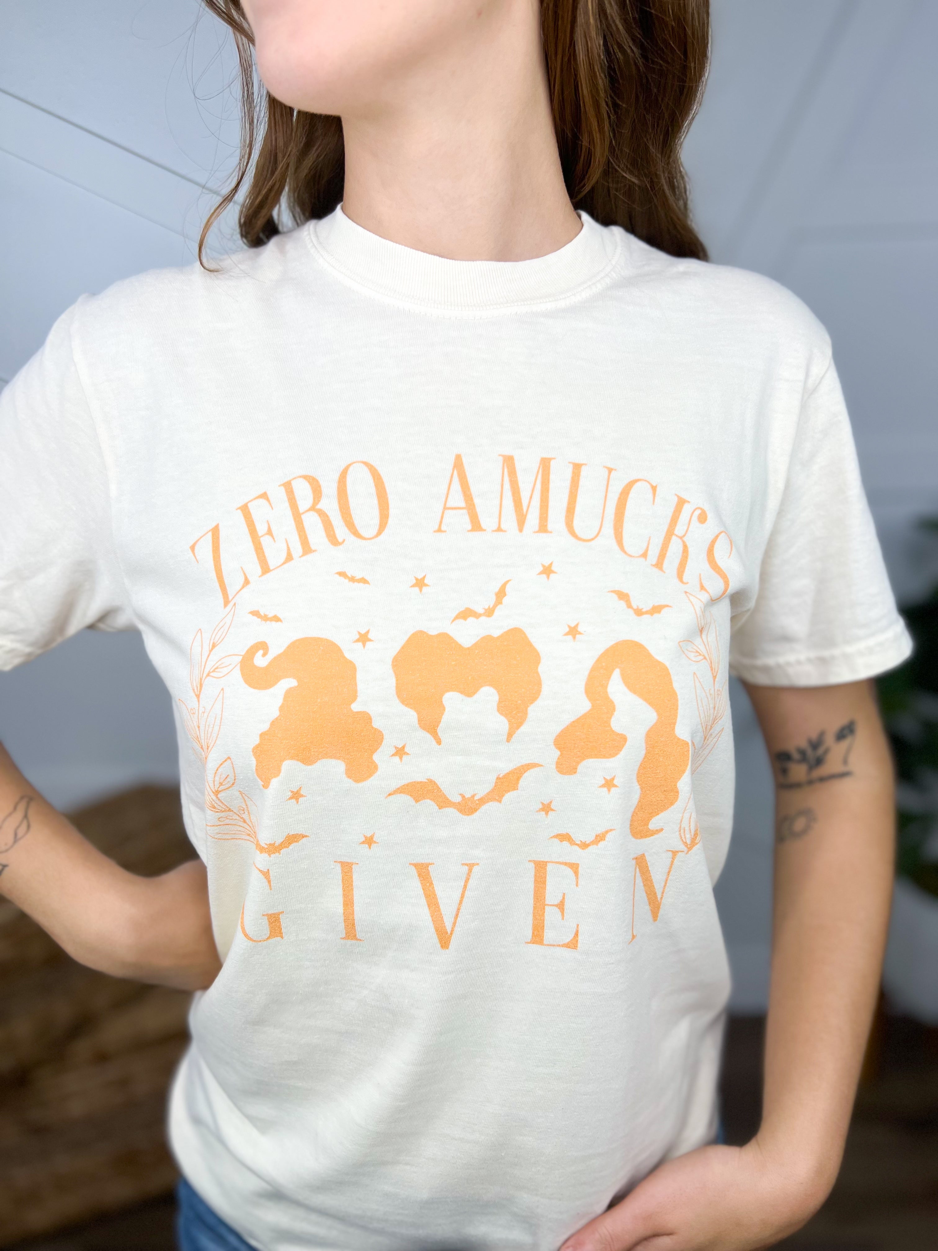 Zero Amucks Given Graphic Tee-130 Graphic Tees-Heathered Boho-Heathered Boho Boutique, Women's Fashion and Accessories in Palmetto, FL