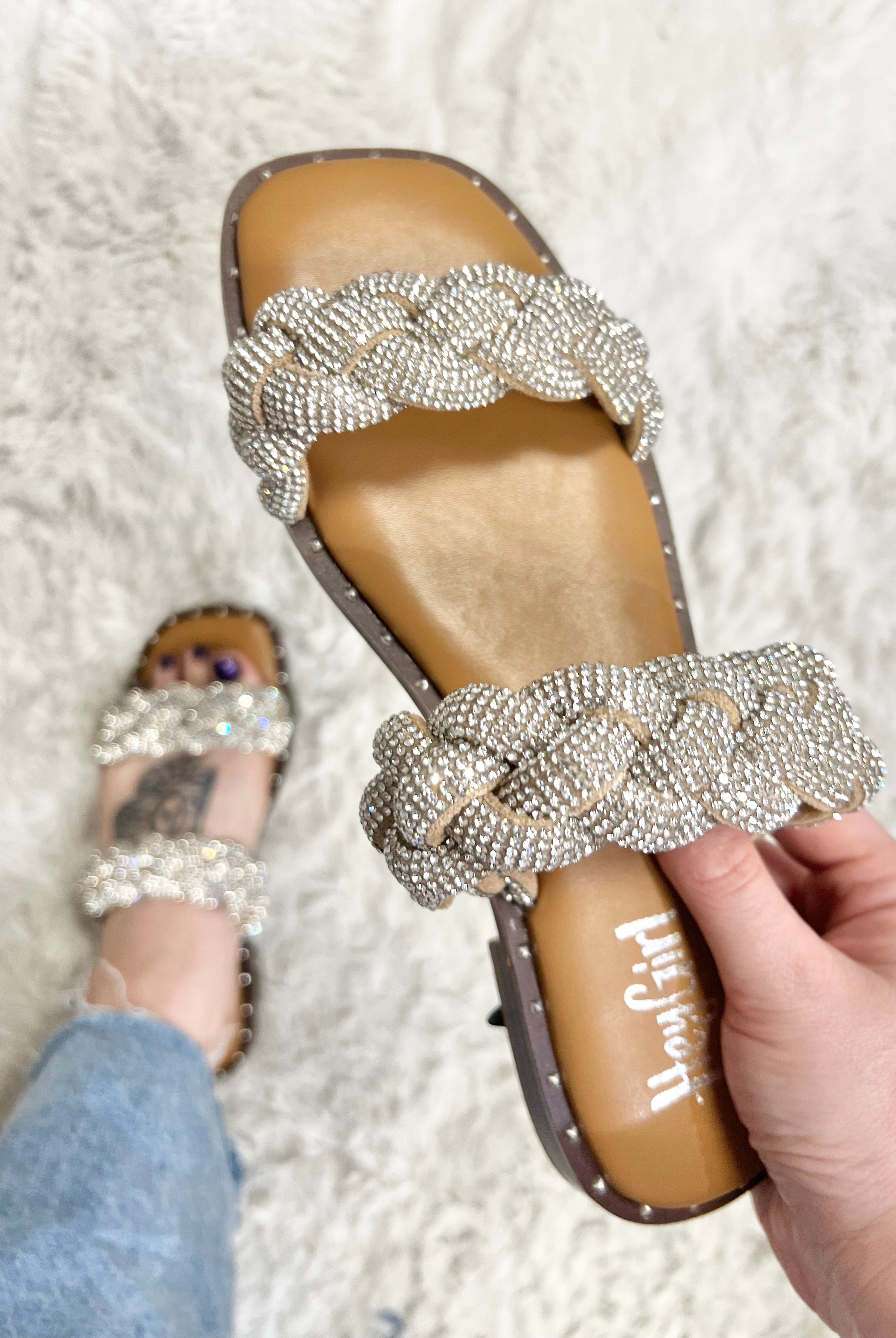 Clear Rhinestones Don't Get It Twisted Sandals by Corky-350 Shoes-Corkys-Heathered Boho Boutique, Women's Fashion and Accessories in Palmetto, FL