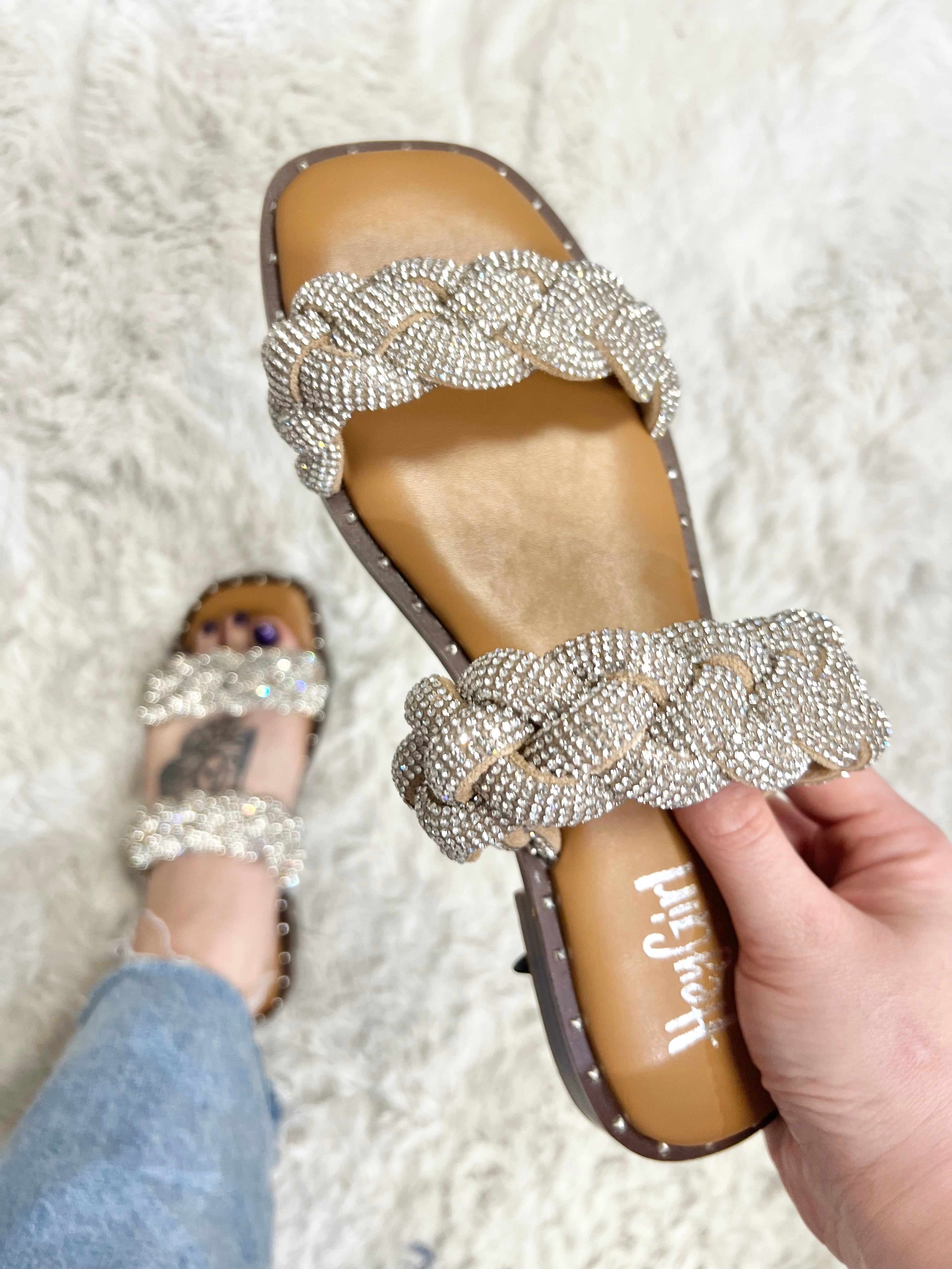 Clear Rhinestones Don't Get It Twisted Sandals by Corky-350 Shoes-Corkys-Heathered Boho Boutique, Women's Fashion and Accessories in Palmetto, FL