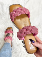Fuchsia Rhinestones Don't Get It Twisted Sandals by Corky-350 Shoes-Corkys-Heathered Boho Boutique, Women's Fashion and Accessories in Palmetto, FL